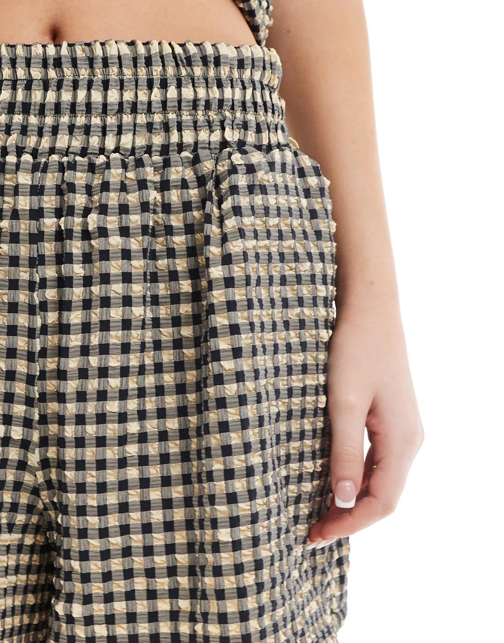 ASOS DESIGN textured pull on boxer shorts co-ord in gingham - ASOS Sample Sale