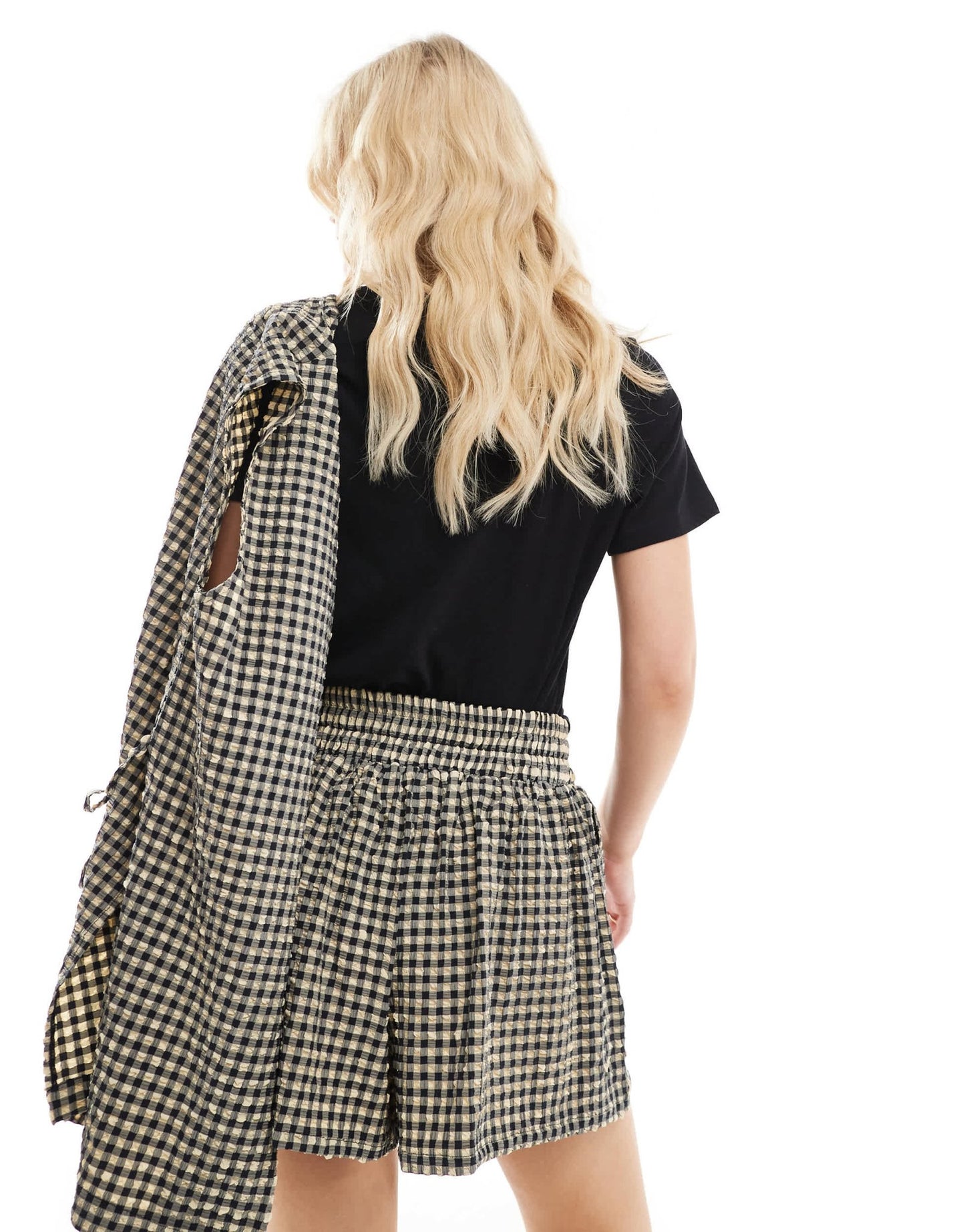 ASOS DESIGN textured pull on boxer shorts co-ord in gingham - ASOS Sample Sale