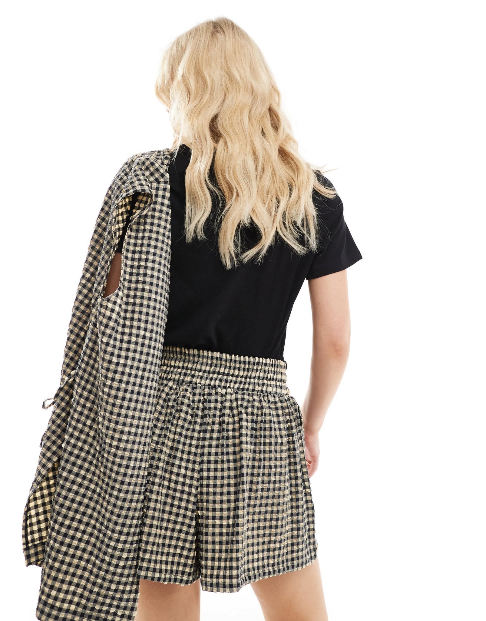 ASOS DESIGN textured pull on boxer shorts co-ord in gingham - ASOS Sample Sale