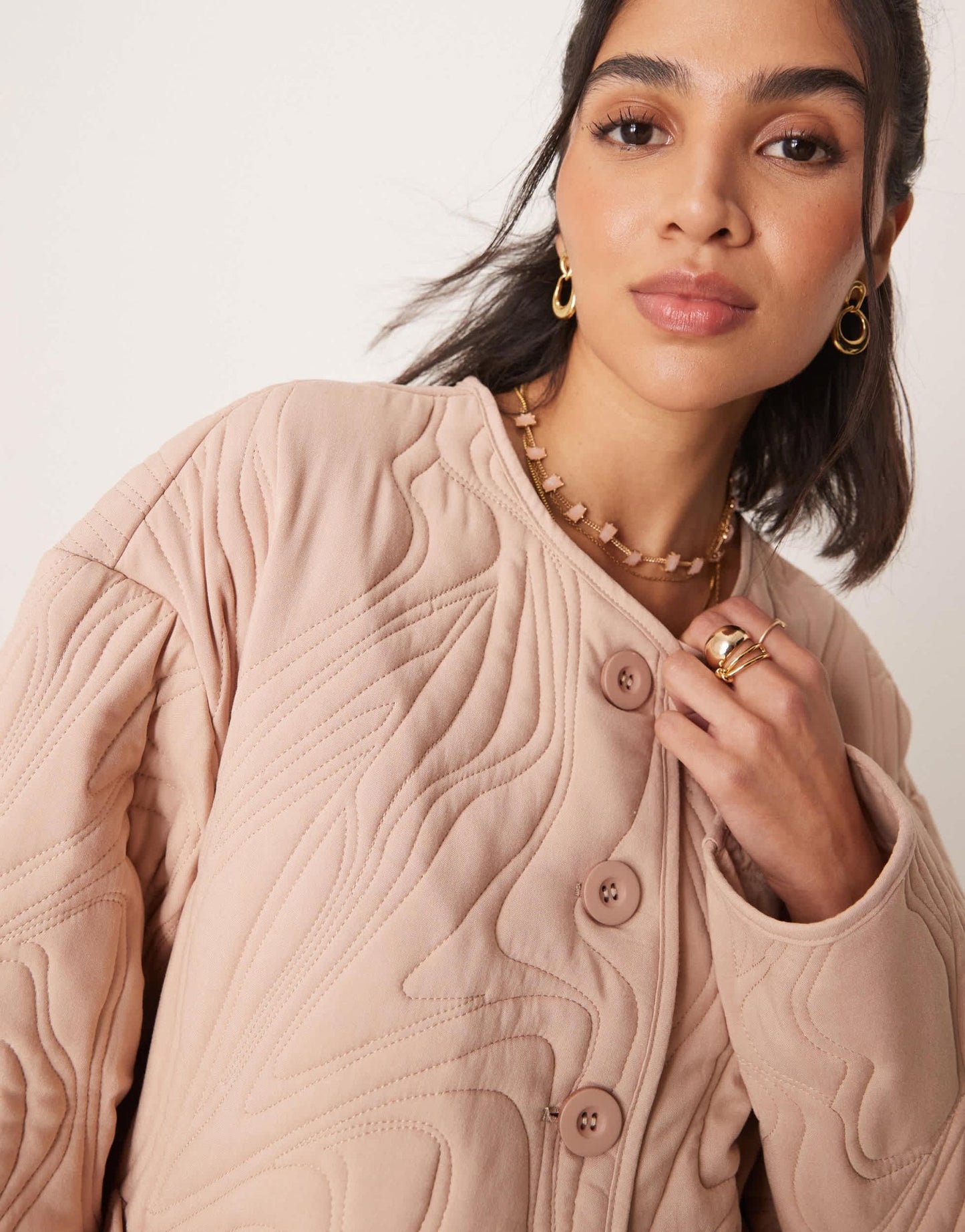 ASOS DESIGN textured quilted cotton jacket in pale pink - ASOS Sample Sale
