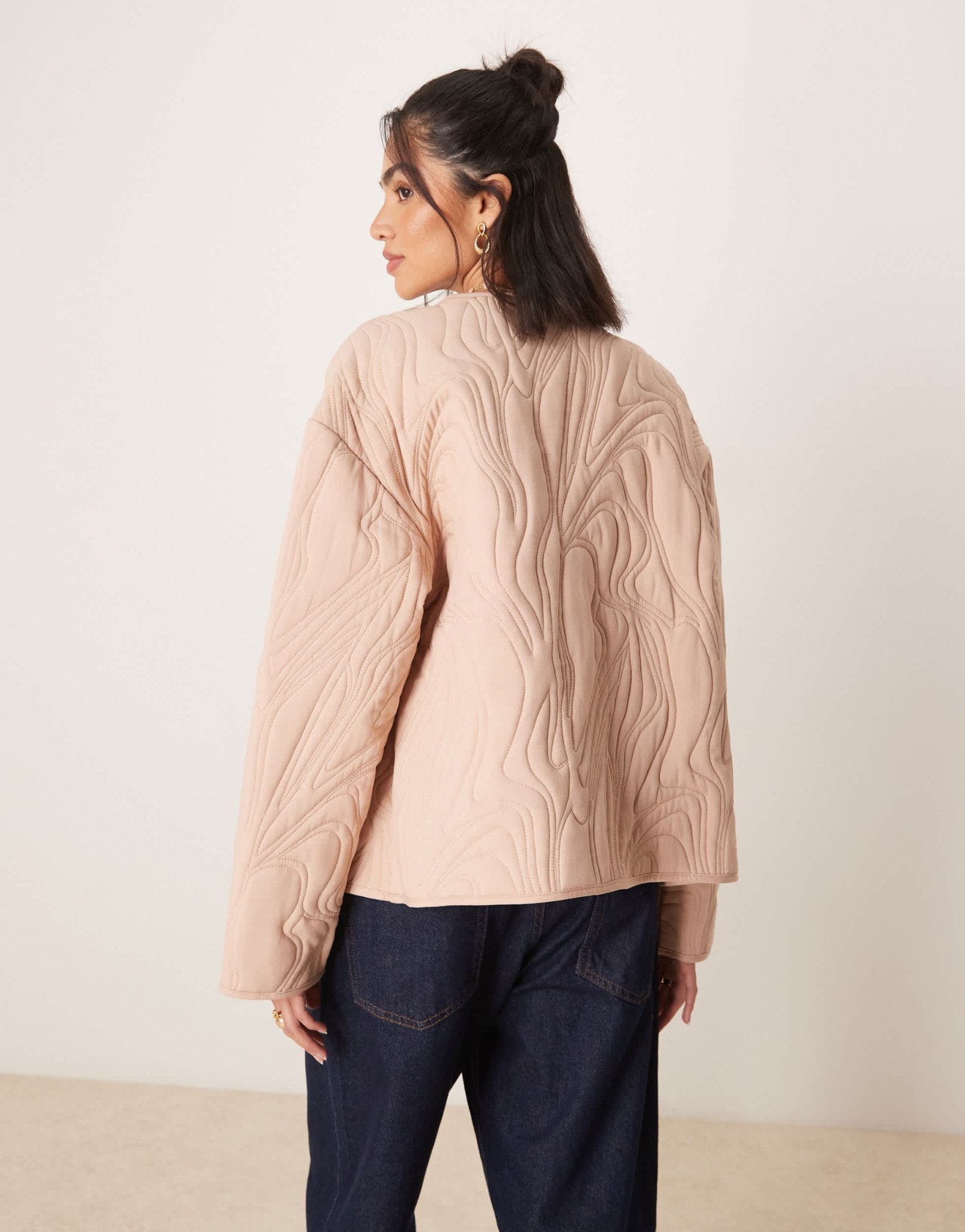 ASOS DESIGN textured quilted cotton jacket in pale pink - ASOS Sample Sale