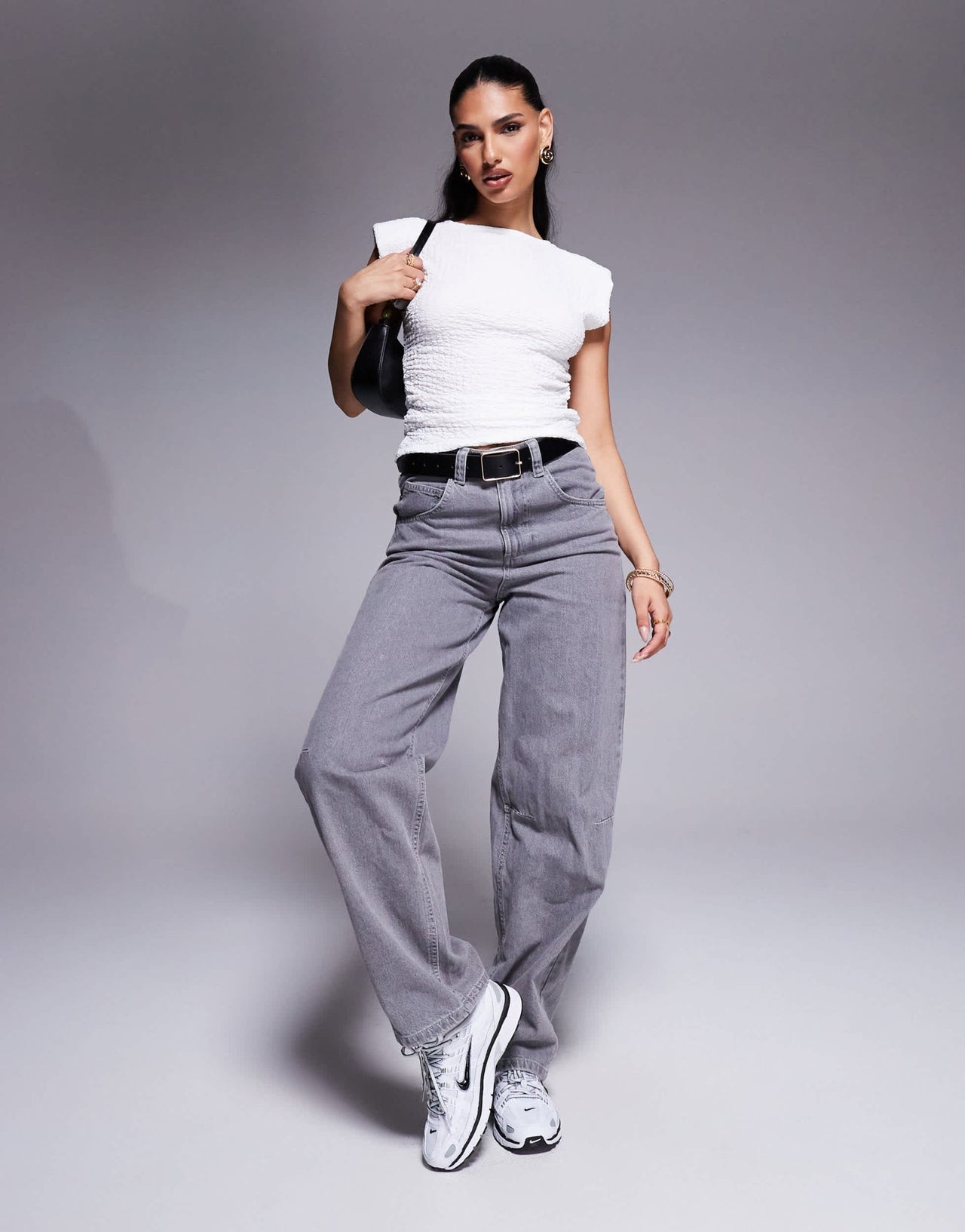 ASOS DESIGN textured ruched sides tank with shoulder pads in ivory - ASOS Sample Sale