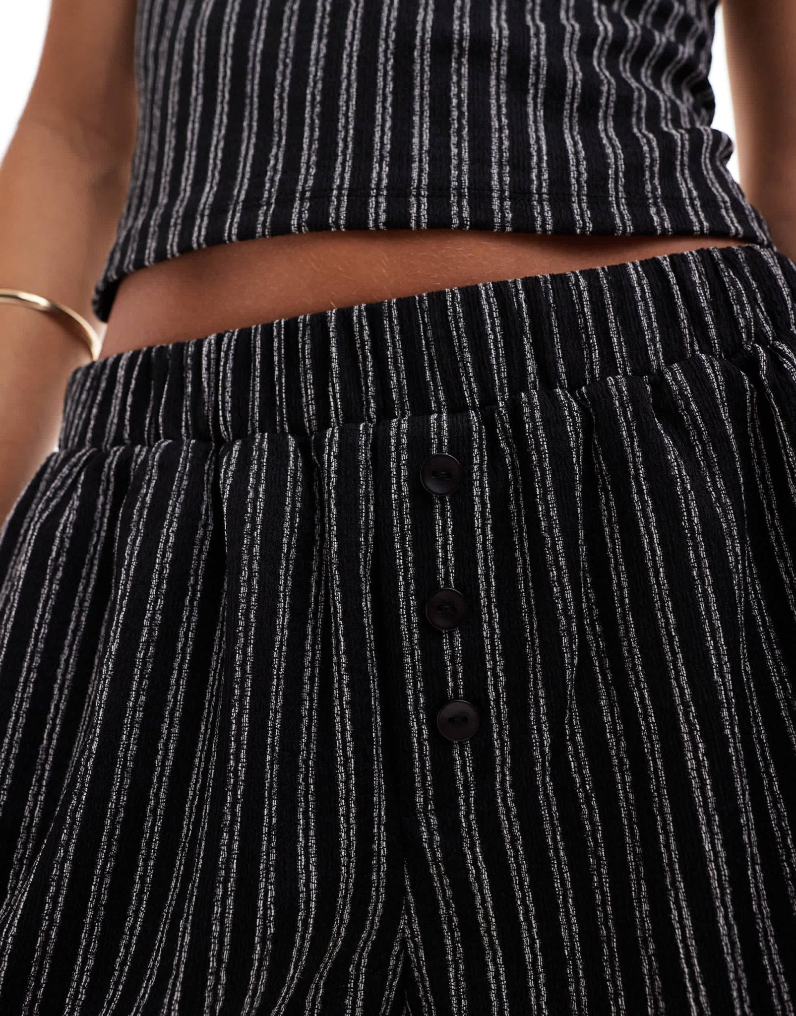 ASOS DESIGN textured stripe boxer short co ord in black - ASOS Sample Sale