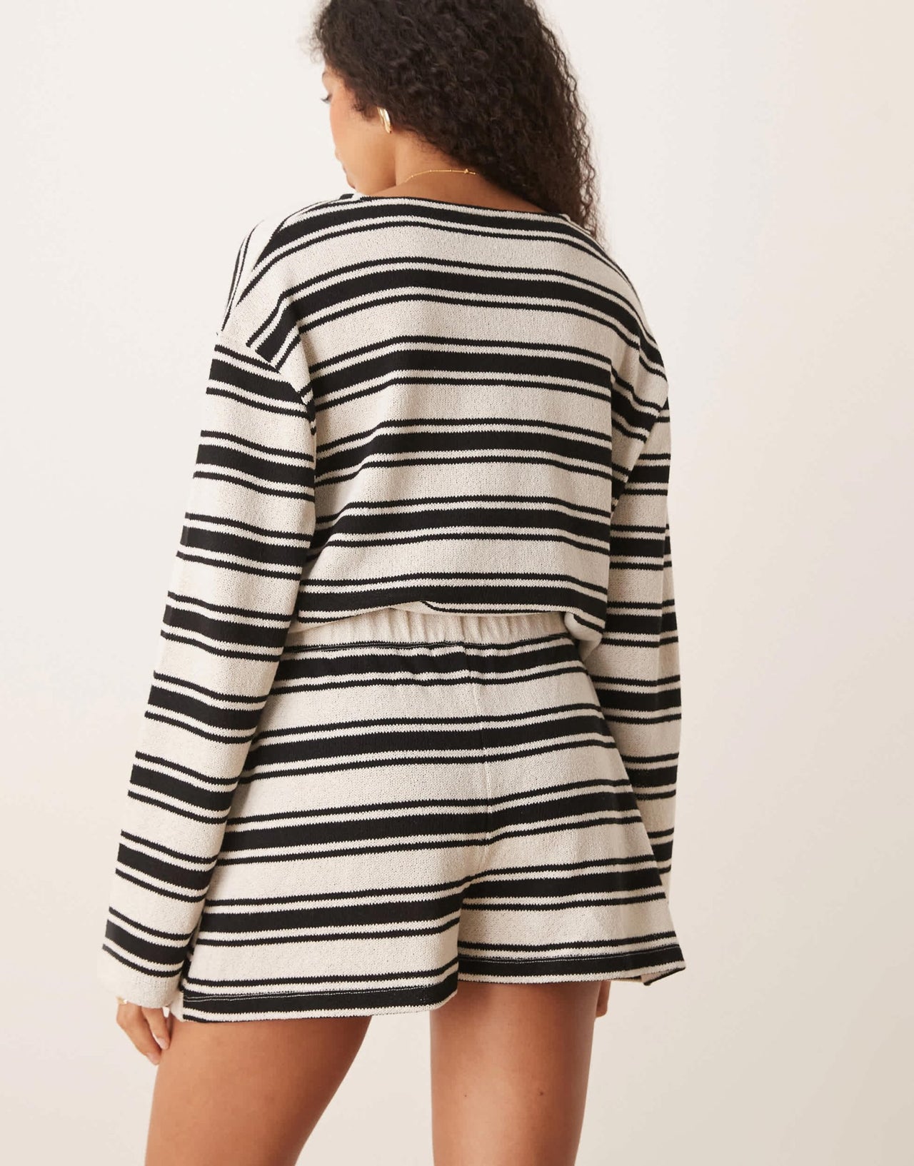 ASOS DESIGN textured stripe mini short co-ord in black and white - ASOS Sample Sale
