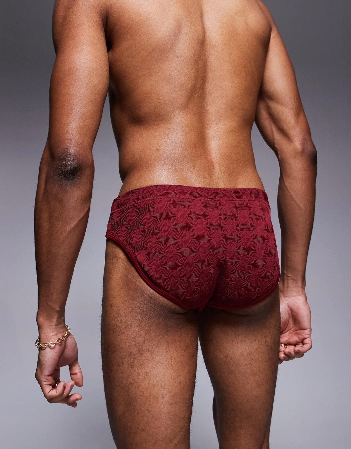 ASOS DESIGN textured swim brief in burgundy - ASOS Sample Sale