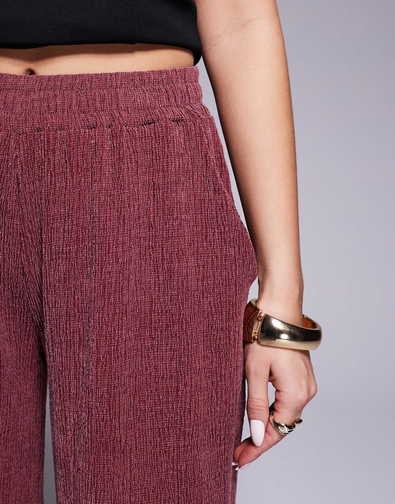 ASOS DESIGN textured wide leg trouser in burgundy - ASOS Sample Sale