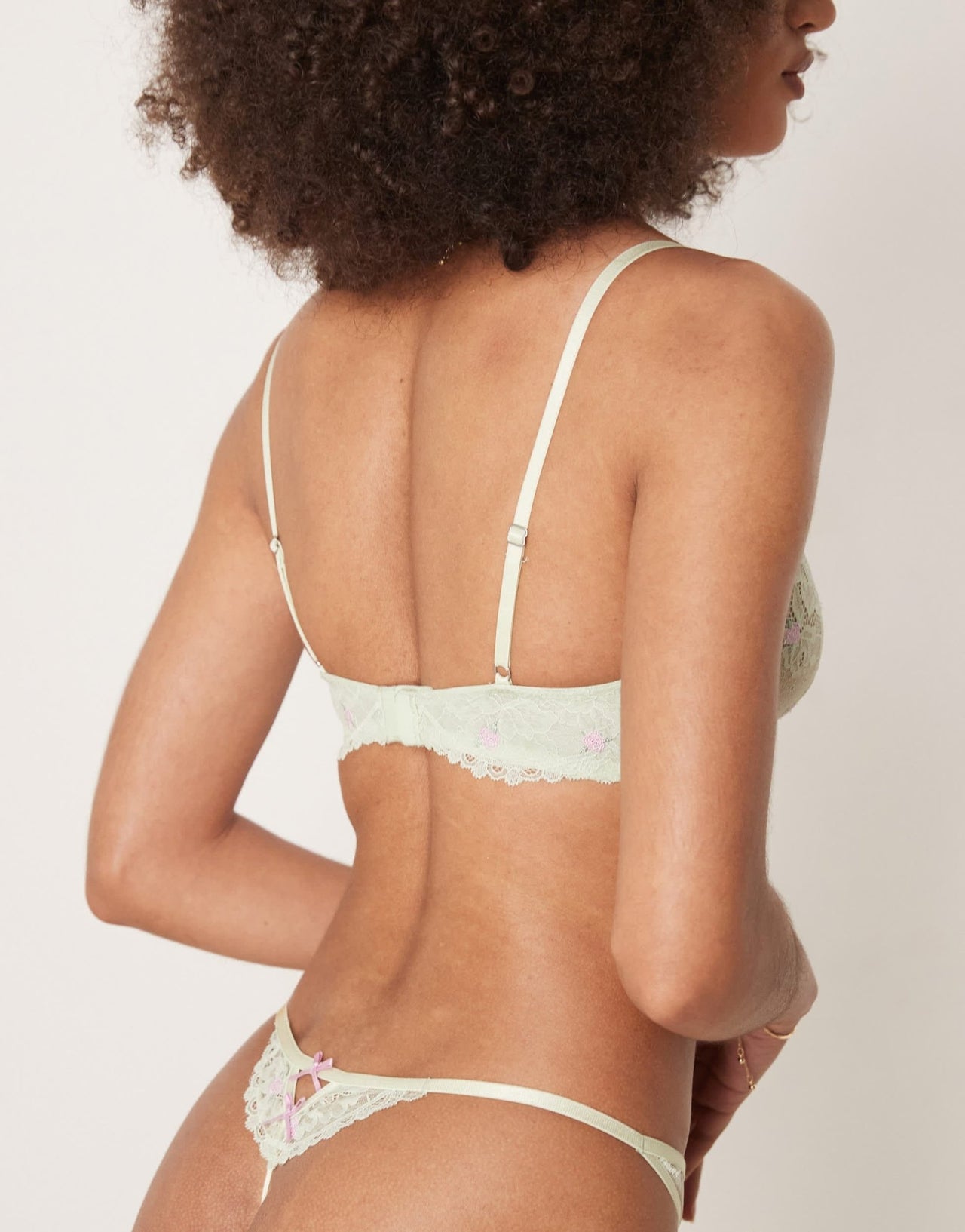 ASOS DESIGN Thea rosebud lace embroidery thong in sage green - ASOS Sample Sale