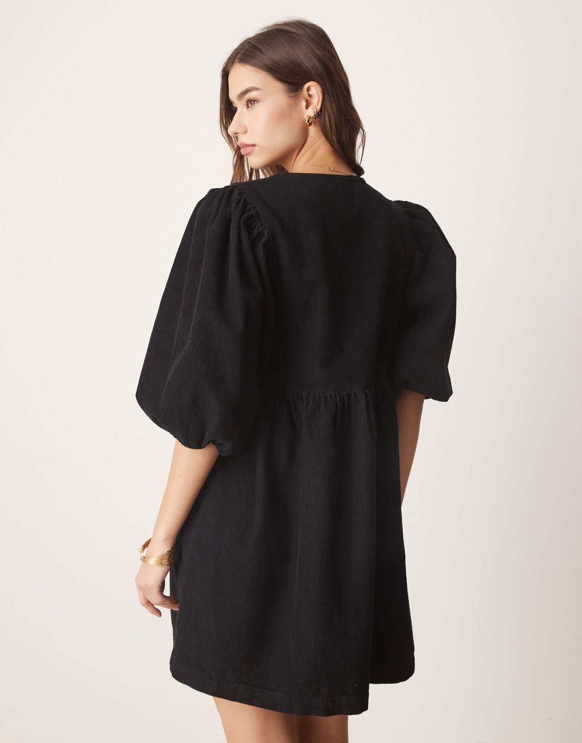 ASOS DESIGN tie front mini dress in corduroy in black - ASOS Sample Sale