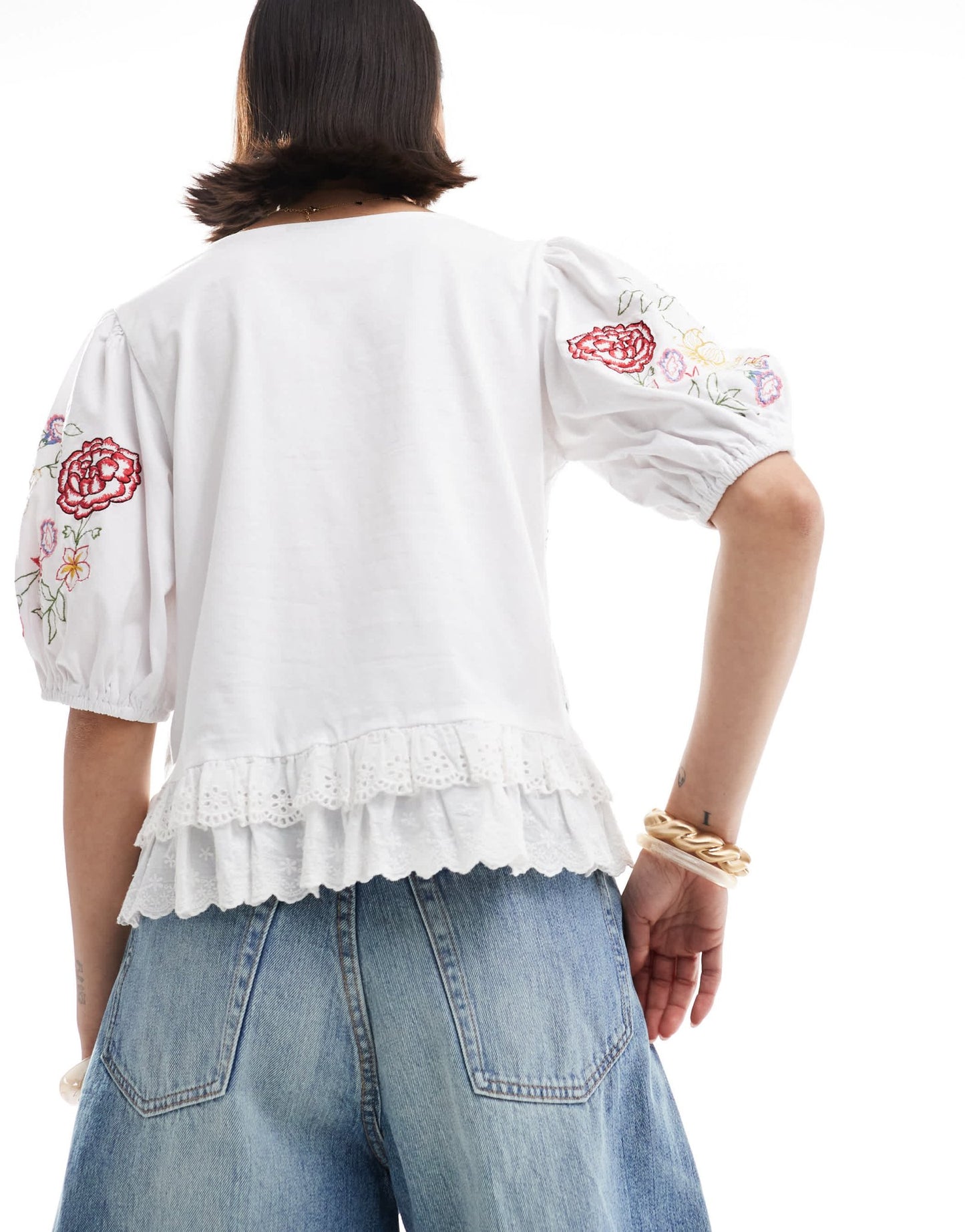 ASOS DESIGN tie front top with floral embroidery - ASOS Sample Sale