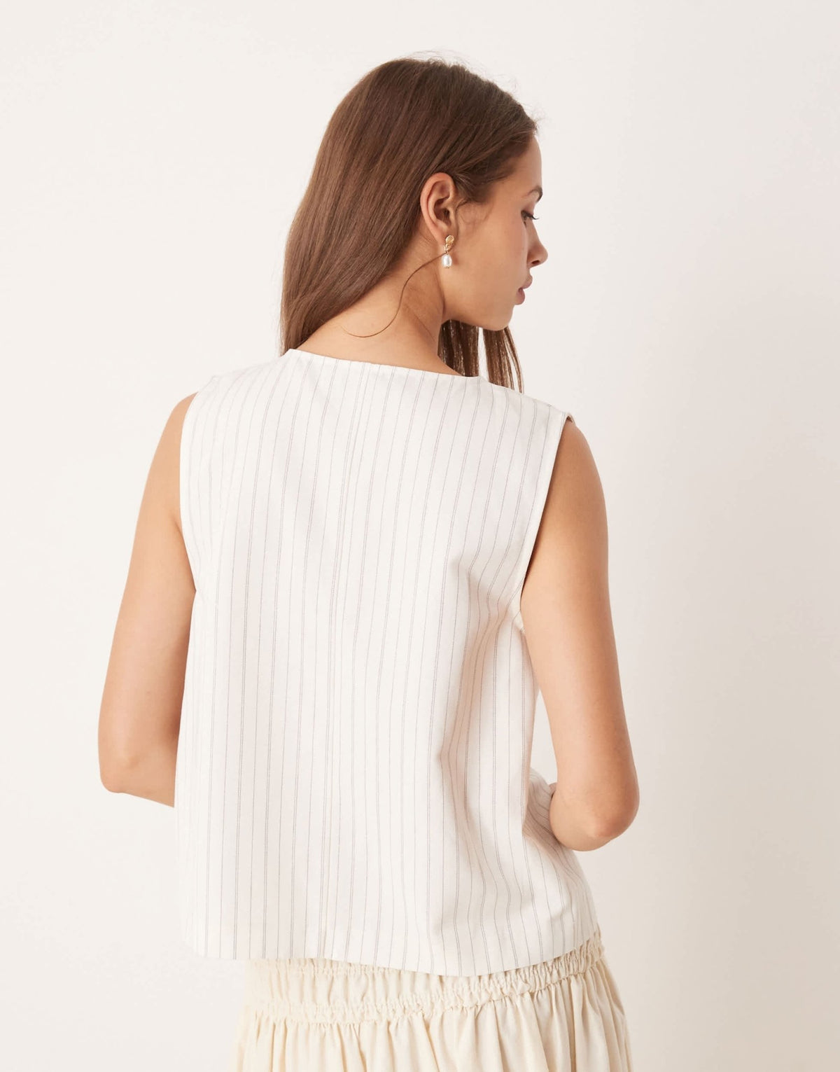 ASOS DESIGN tie front waistcoat with linen in ecru stripe - ASOS Sample Sale