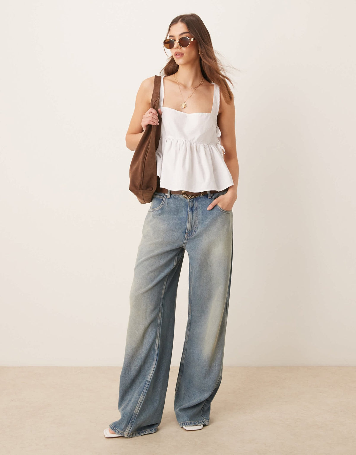 ASOS DESIGN tie side babydoll tank top in white - ASOS Sample Sale