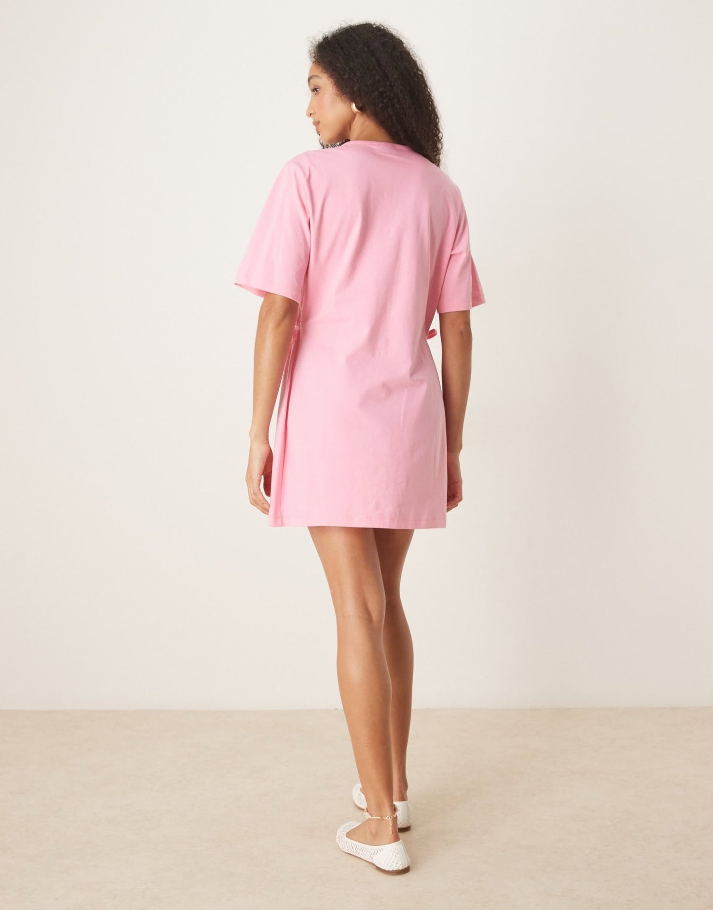 ASOS DESIGN tie side cinched waist shirt dress in pink - ASOS Sample Sale