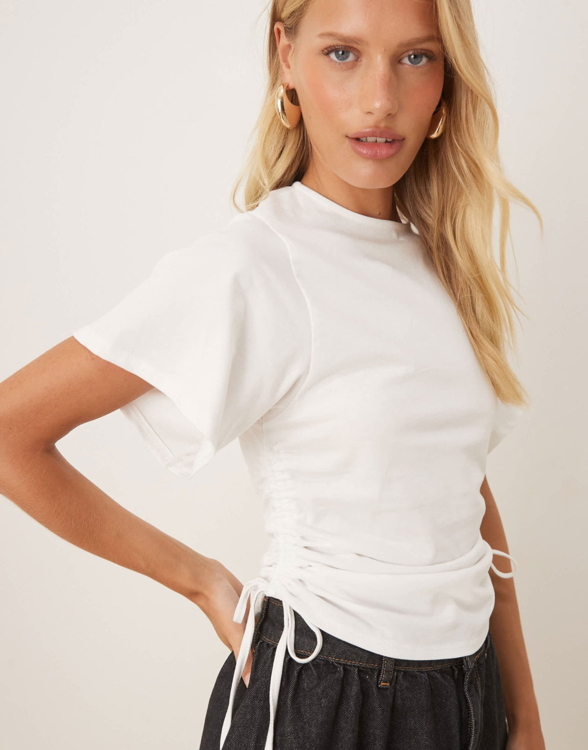 ASOS DESIGN tie side detail t-shirt in white - ASOS Sample Sale