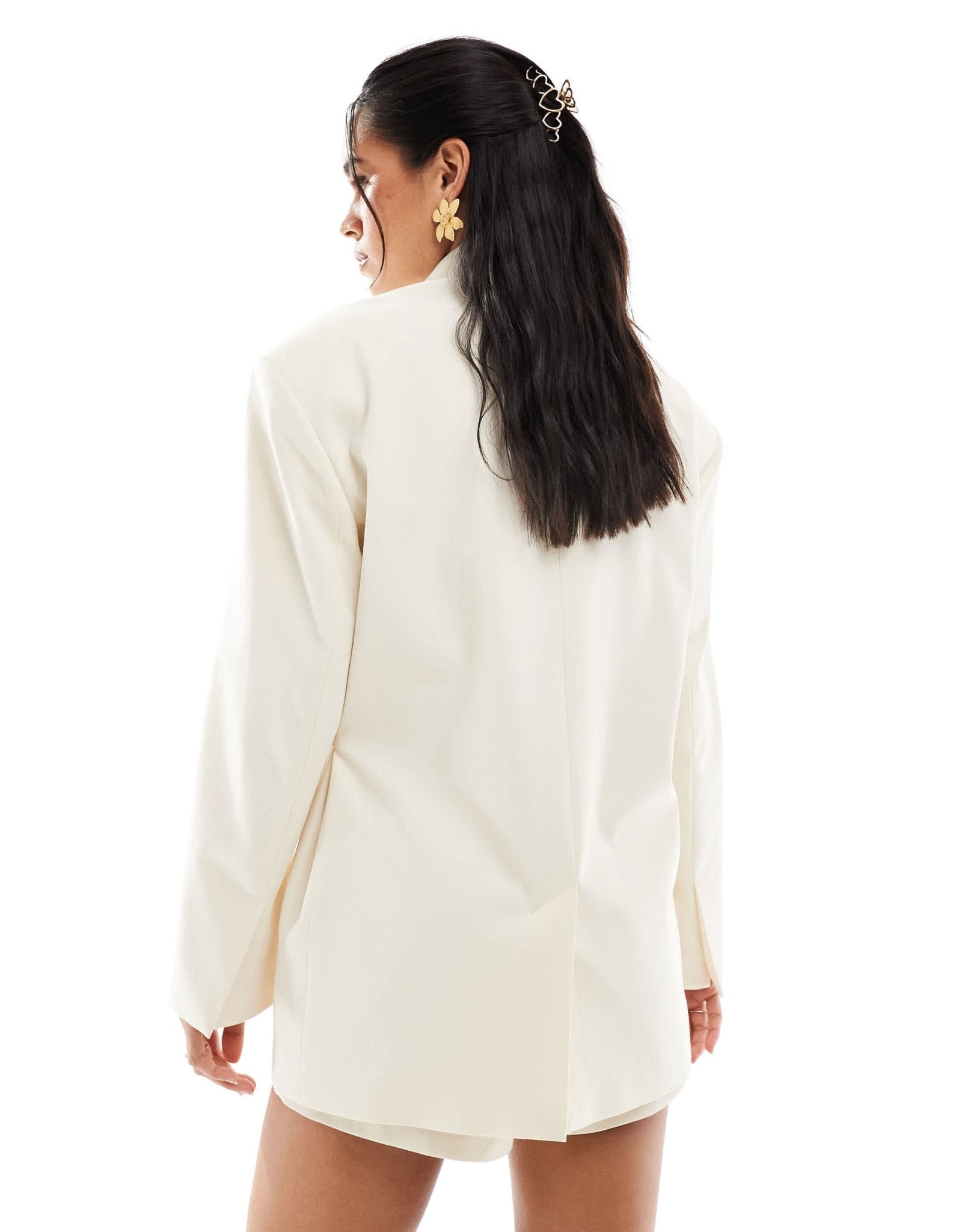 ASOS DESIGN tie side oversized blazer in buttercream co ord - ASOS Sample Sale