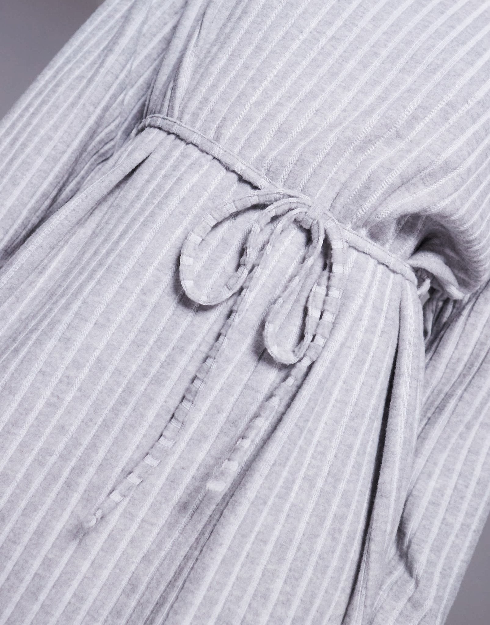 ASOS DESIGN tie waist a line wide rib super soft mini dress in grey - ASOS Sample Sale