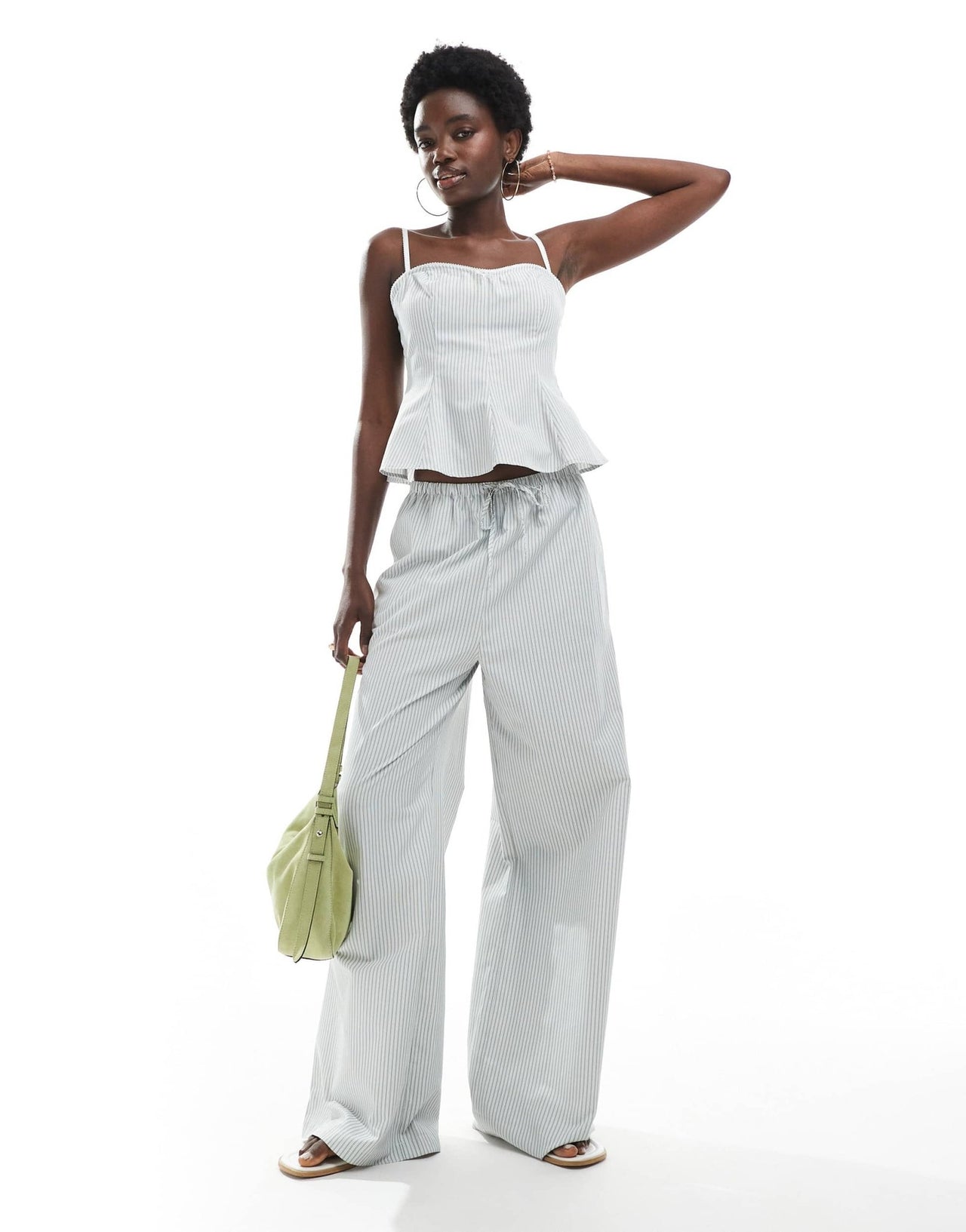 ASOS DESIGN tie waist co-ord trouser in stripe - ASOS Sample Sale