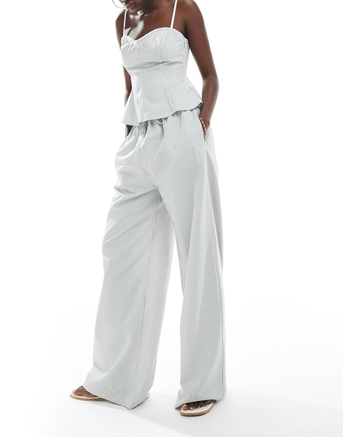 ASOS DESIGN tie waist co-ord trouser in stripe - ASOS Sample Sale
