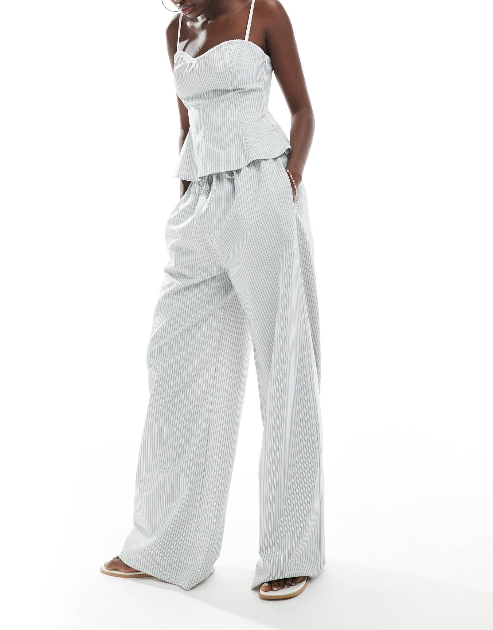 ASOS DESIGN tie waist co-ord trouser in stripe - ASOS Sample Sale