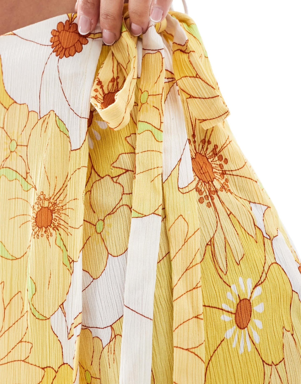 ASOS DESIGN tie waist skort in yellow floral print - ASOS Sample Sale