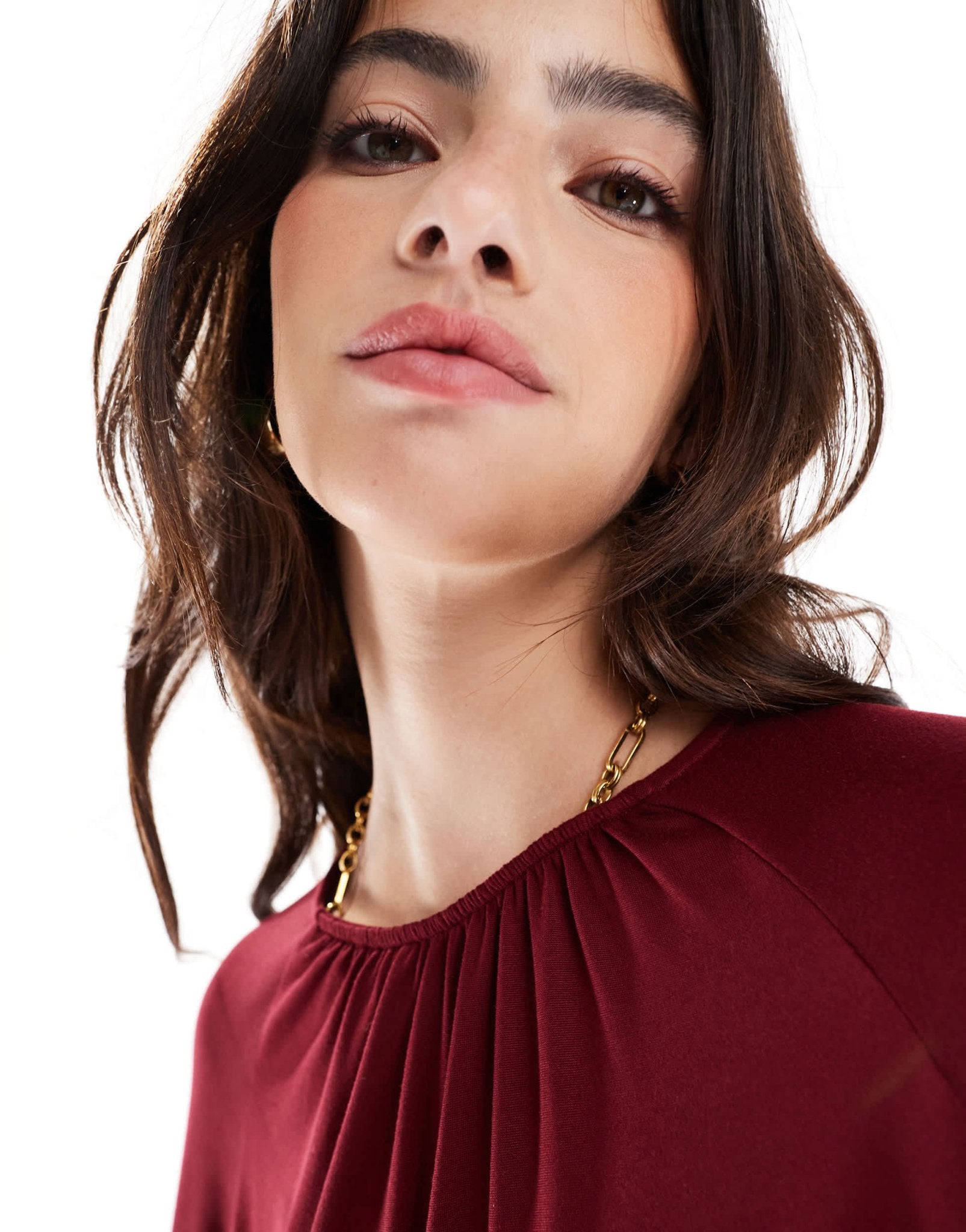 ASOS DESIGN tiered smock mini dress in burgundy - ASOS Sample Sale