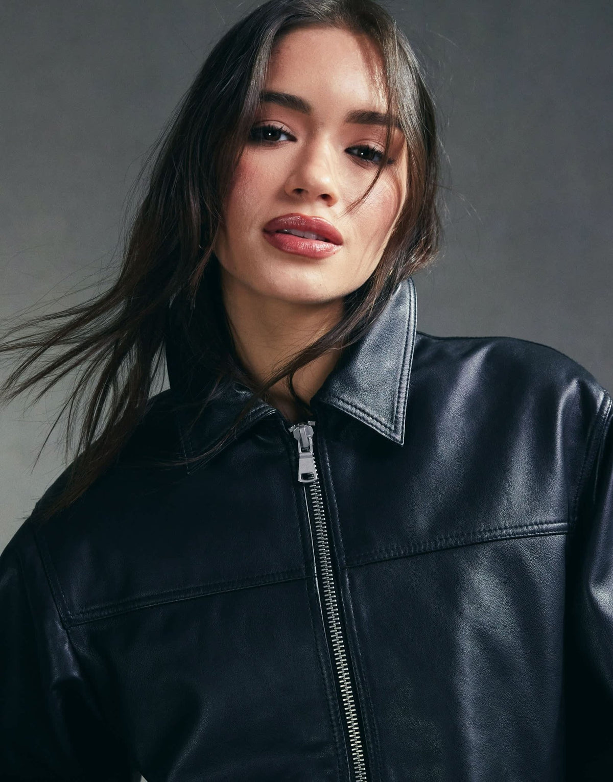 ASOS DESIGN top collar premium leather jacket in black - ASOS Sample Sale