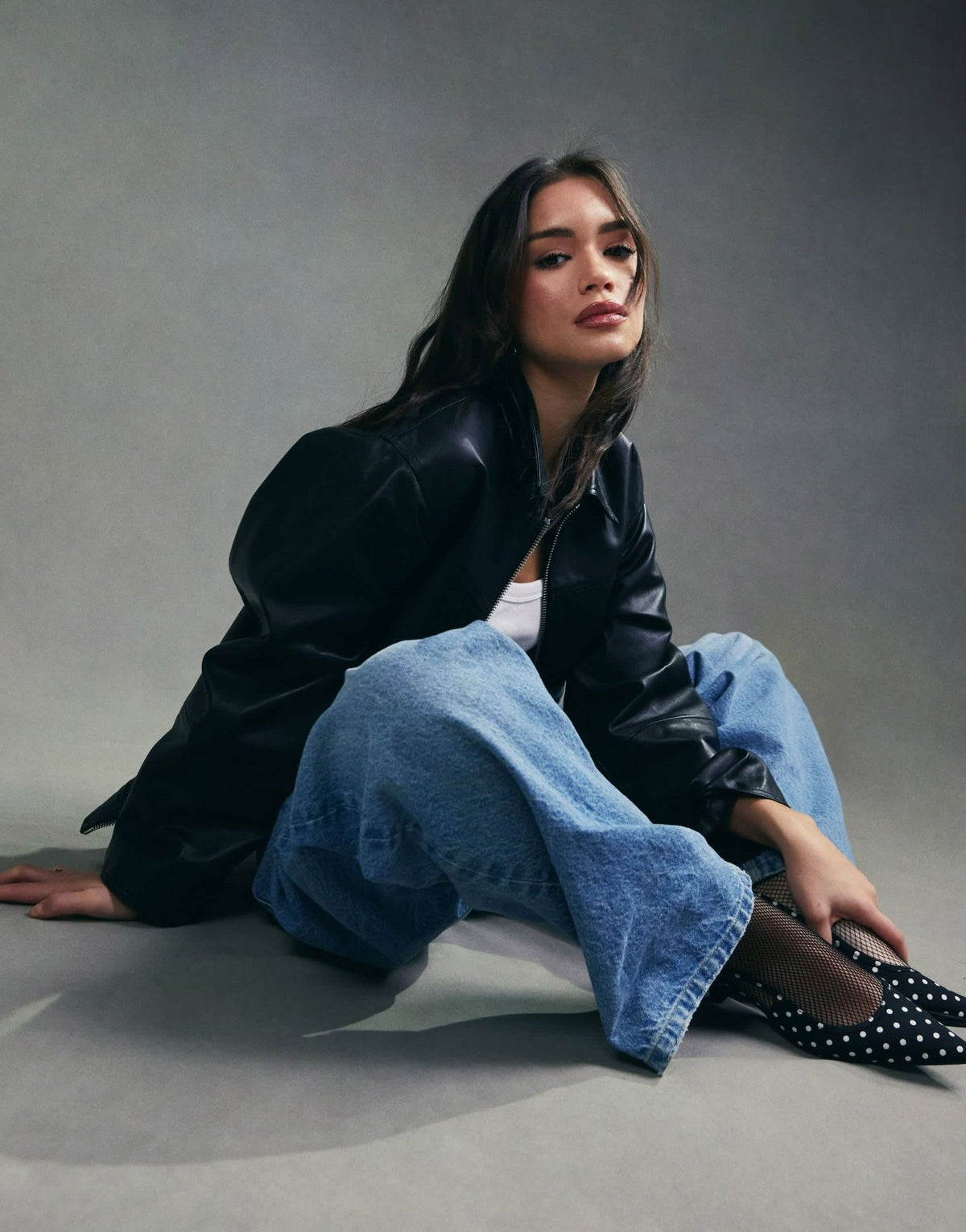 ASOS DESIGN top collar premium leather jacket in black - ASOS Sample Sale