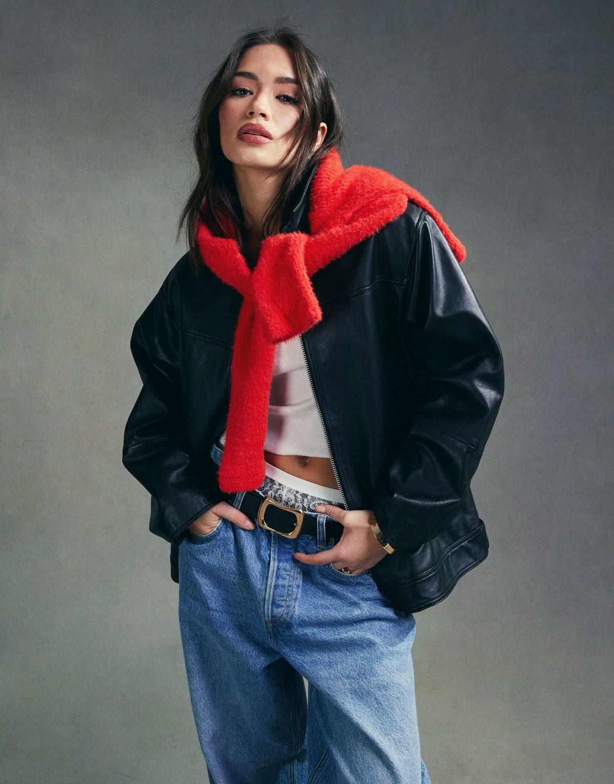 ASOS DESIGN top collar premium leather jacket in black - ASOS Sample Sale