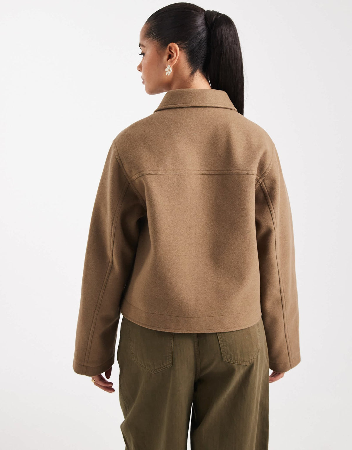 ASOS DESIGN top collar zip through jacket in camel - ASOS Sample Sale