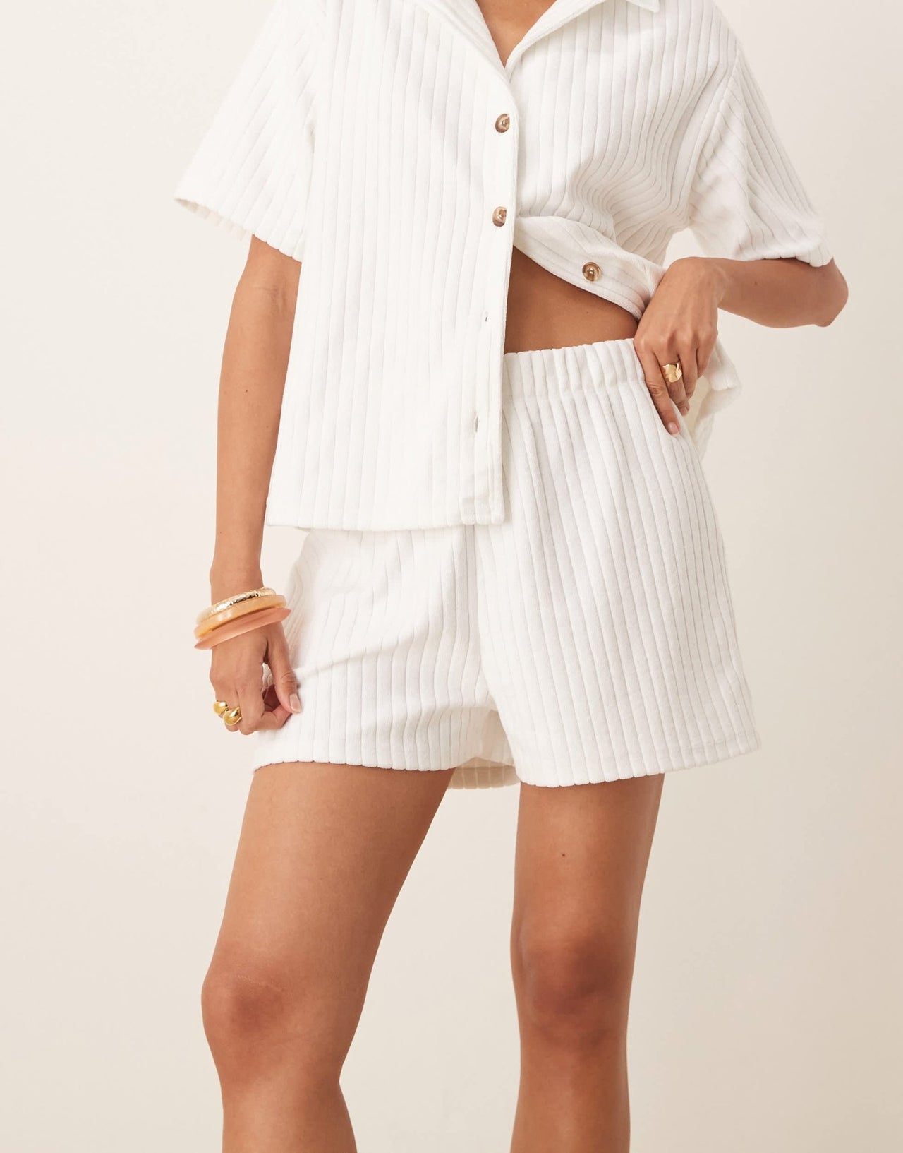 ASOS DESIGN towelling co-ord short in white - ASOS Sample Sale
