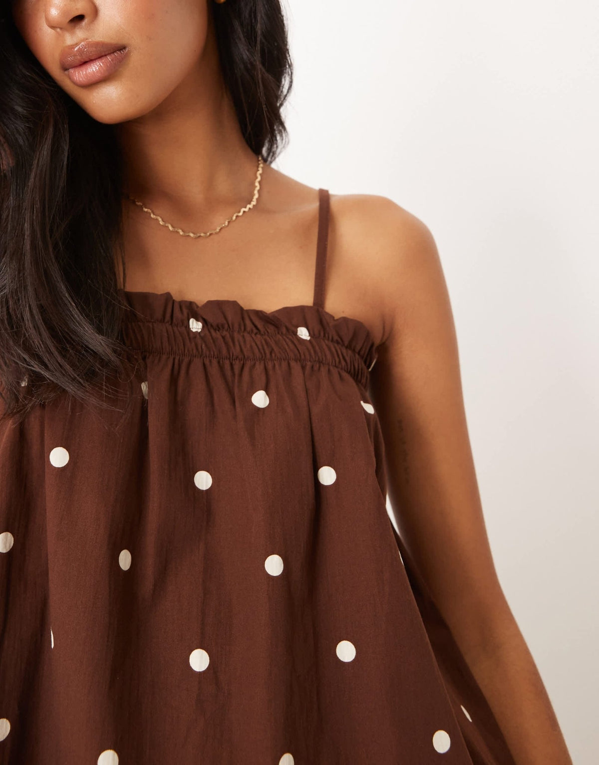 ASOS DESIGN trapeze cami top in chocolate polka dot - ASOS Sample Sale