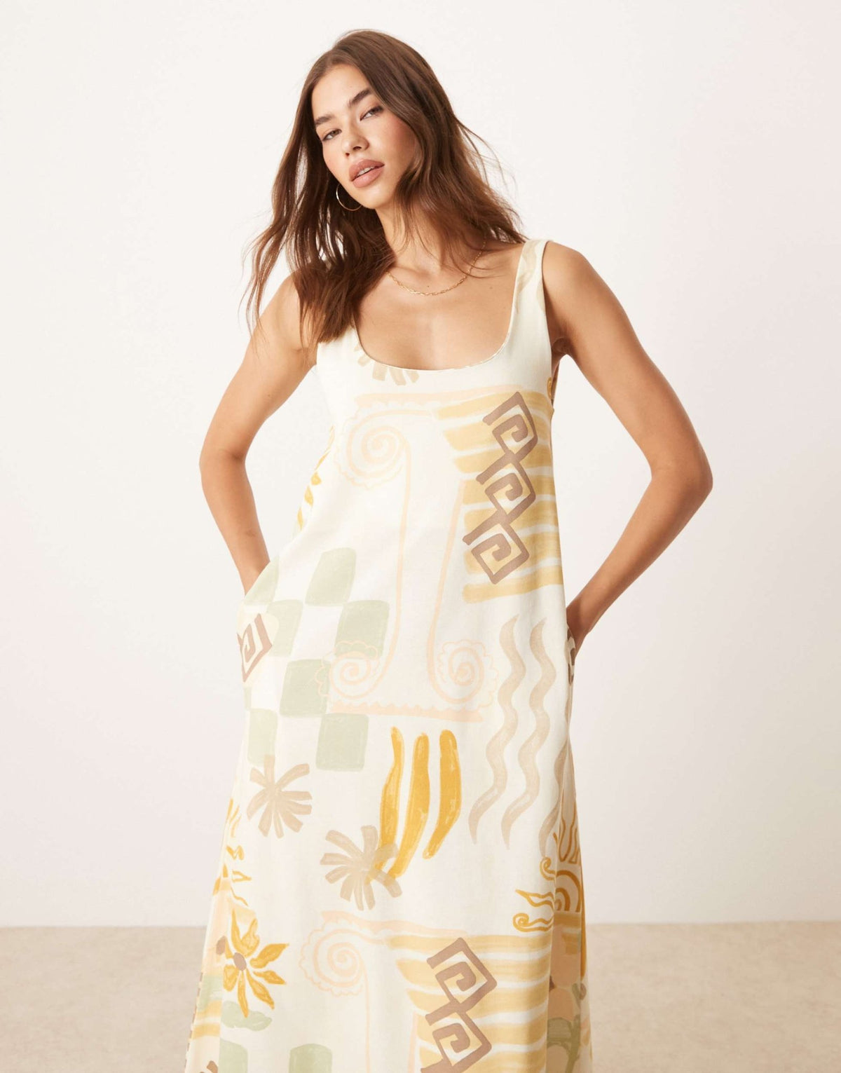 ASOS DESIGN trapeze maxi dress in conversational patchwork print - ASOS Sample Sale