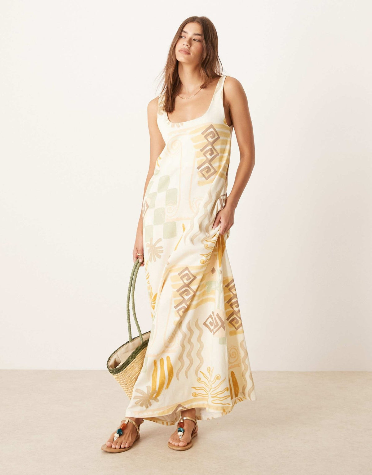 ASOS DESIGN trapeze maxi dress in conversational patchwork print - ASOS Sample Sale
