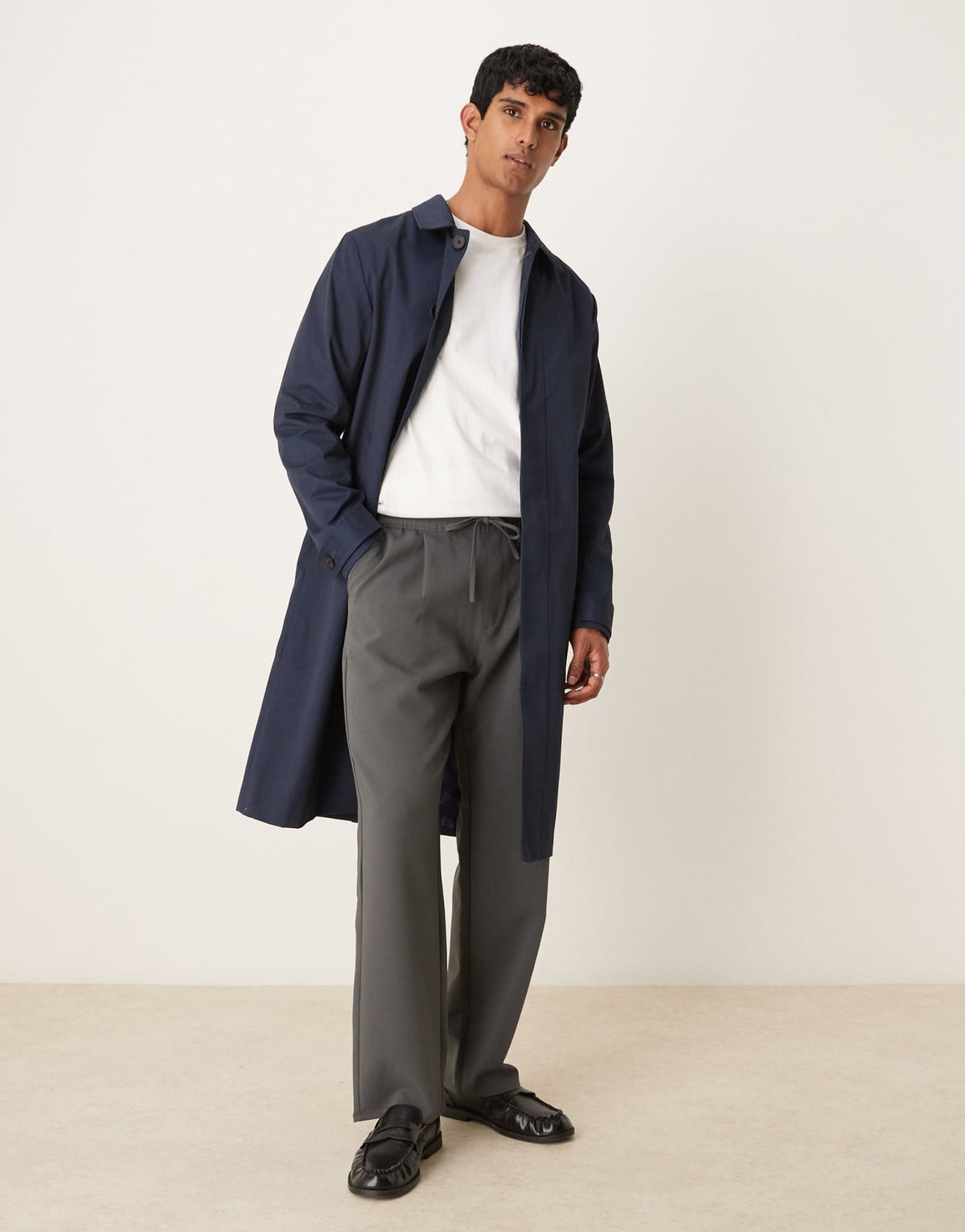 ASOS DESIGN trench coat in navy - ASOS Sample Sale