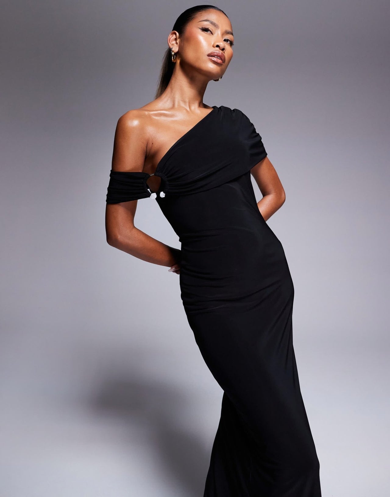 ASOS DESIGN trim detail bardot maxi dress in black - ASOS Sample Sale