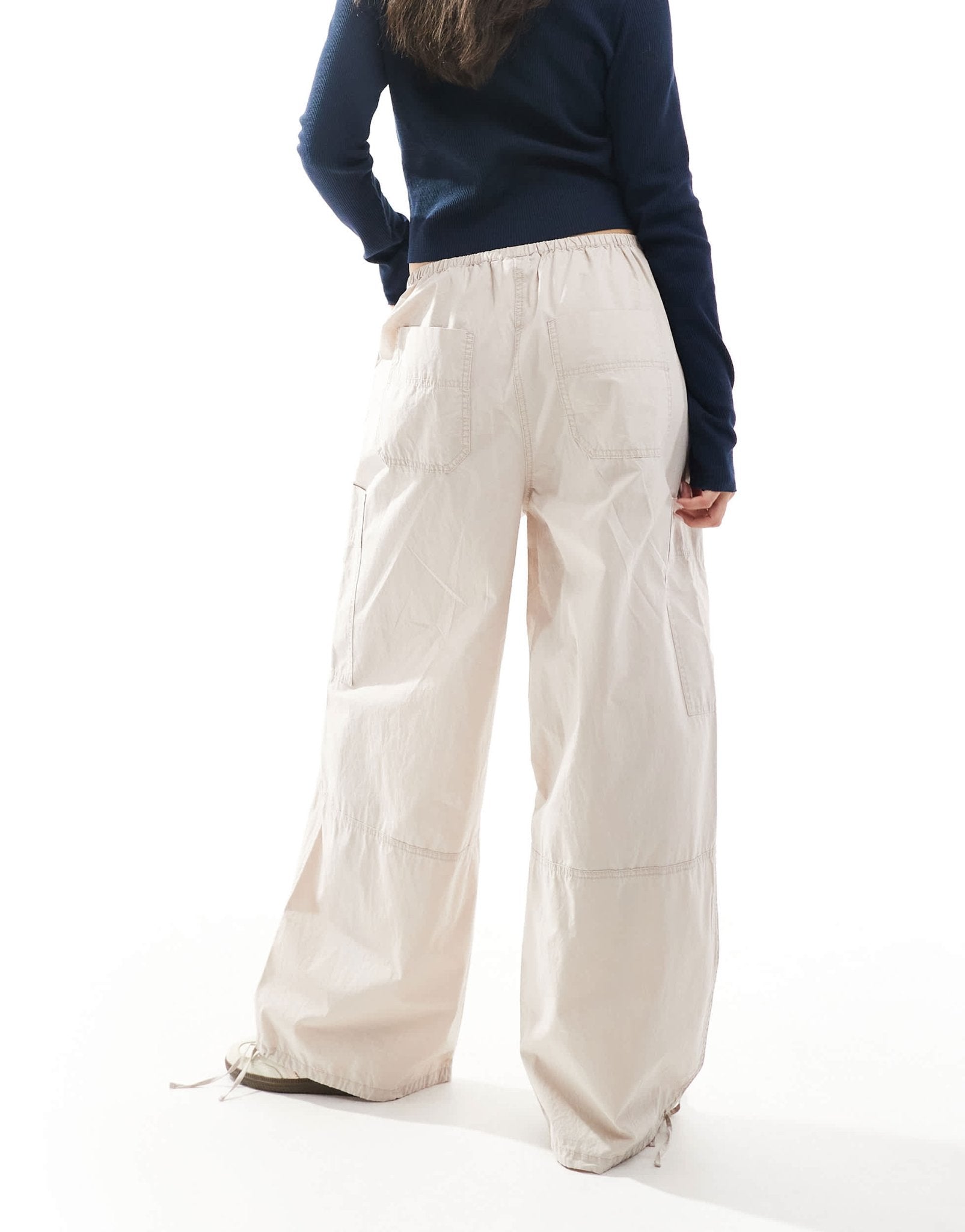 ASOS DESIGN trousers with tie hem and clean utility pocket in stone - ASOS Sample Sale