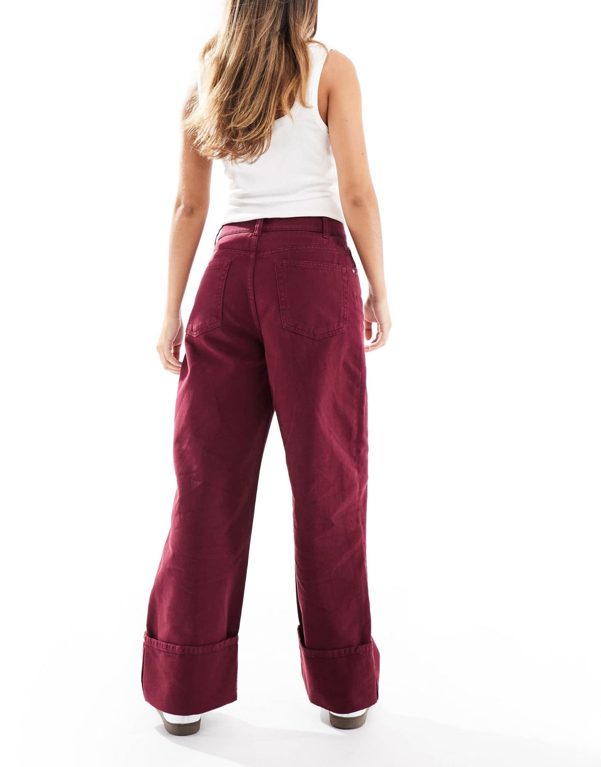 ASOS DESIGN turn up jean in burgundy - ASOS Sample Sale