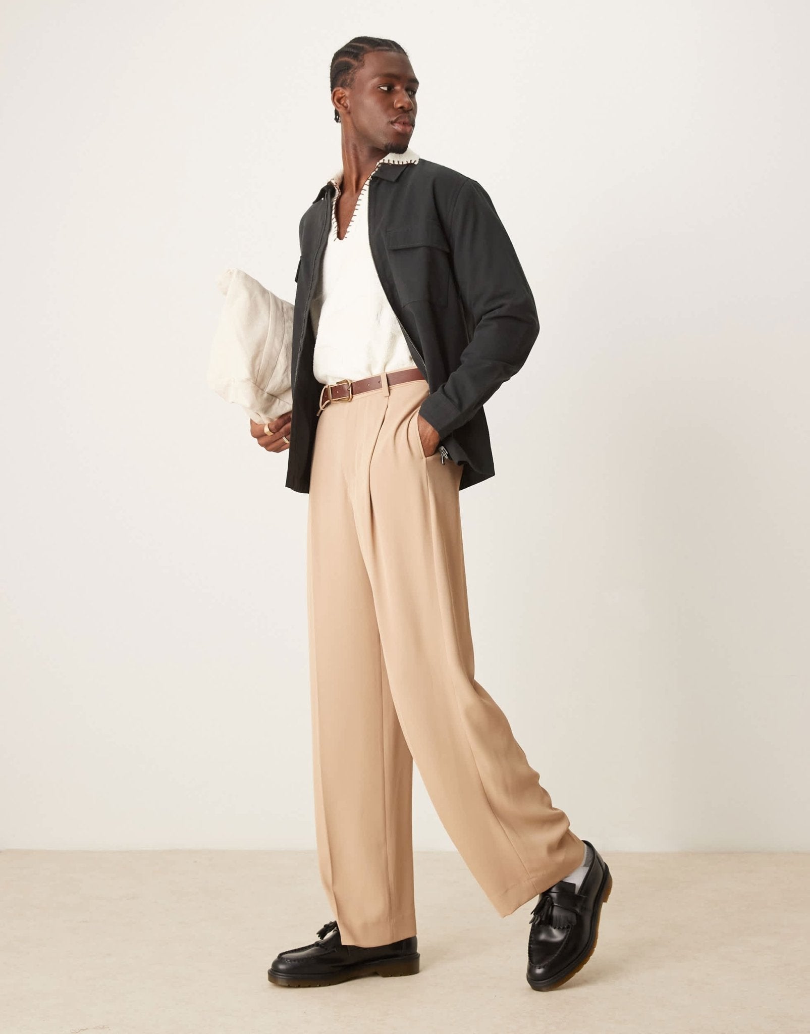 ASOS DESIGN twill zip through overshirt in black - BLACK - ASOS Sample Sale