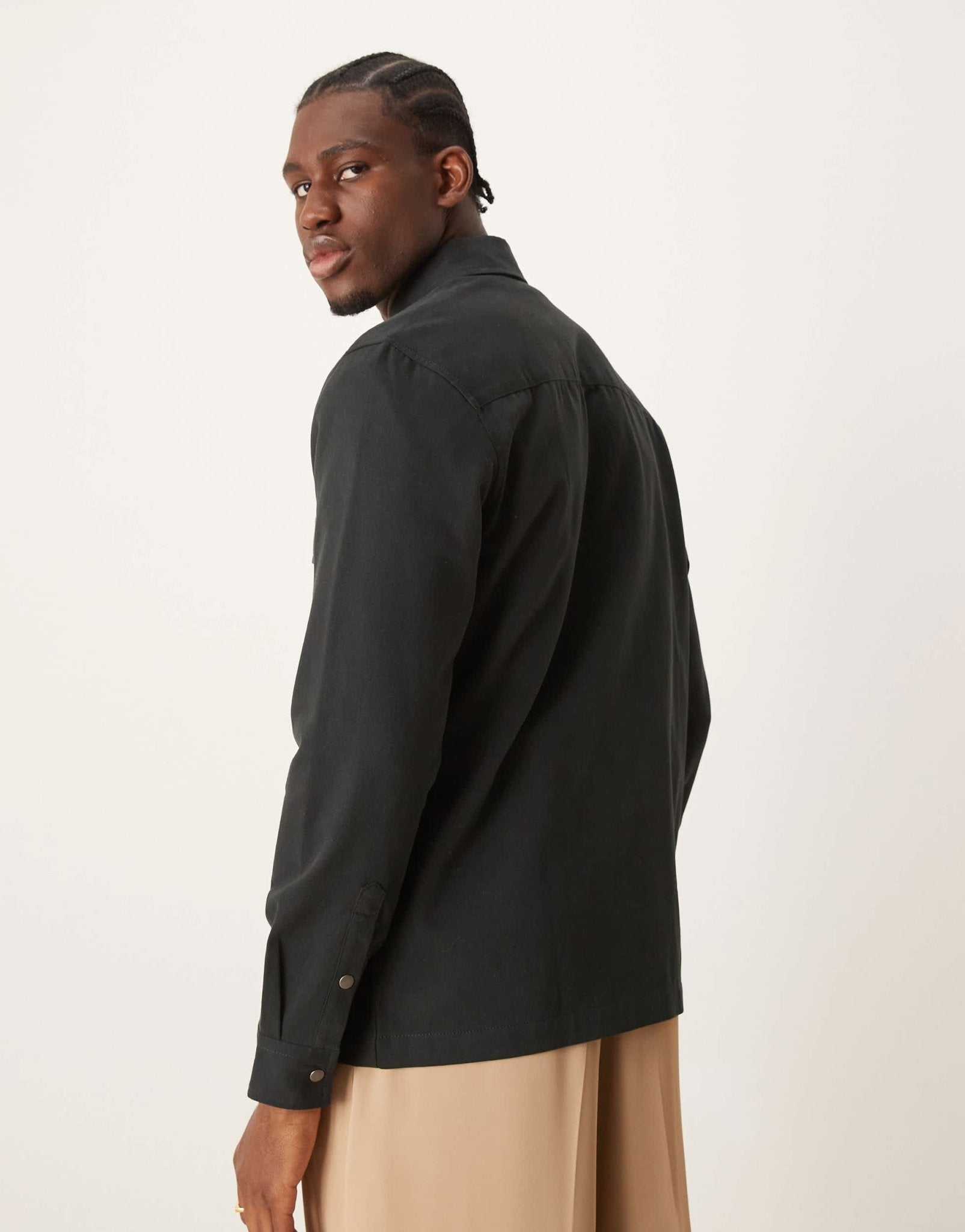 ASOS DESIGN twill zip through overshirt in black - BLACK - ASOS Sample Sale