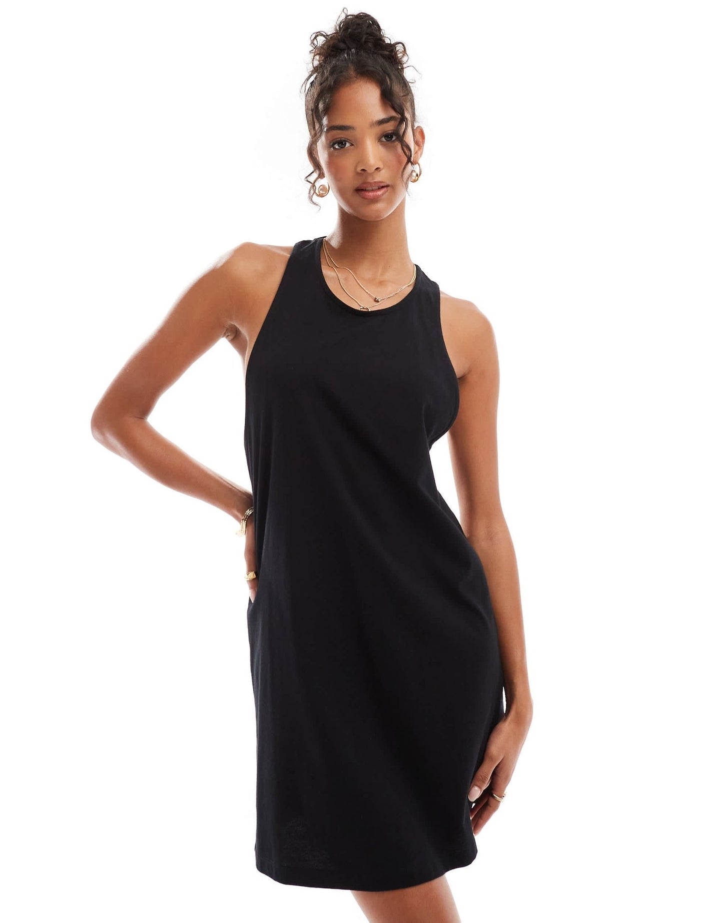 ASOS DESIGN twist back column mini dress in black - ASOS Sample Sale