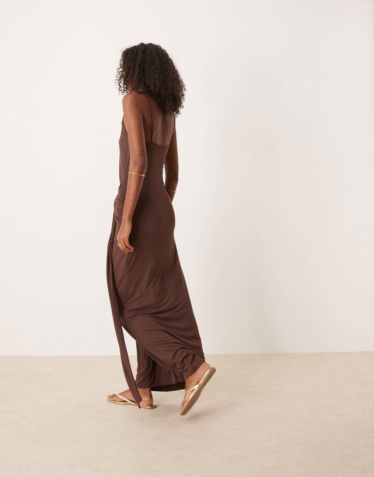 ASOS DESIGN twist detail cami midi dress in chocolate - ASOS Sample Sale