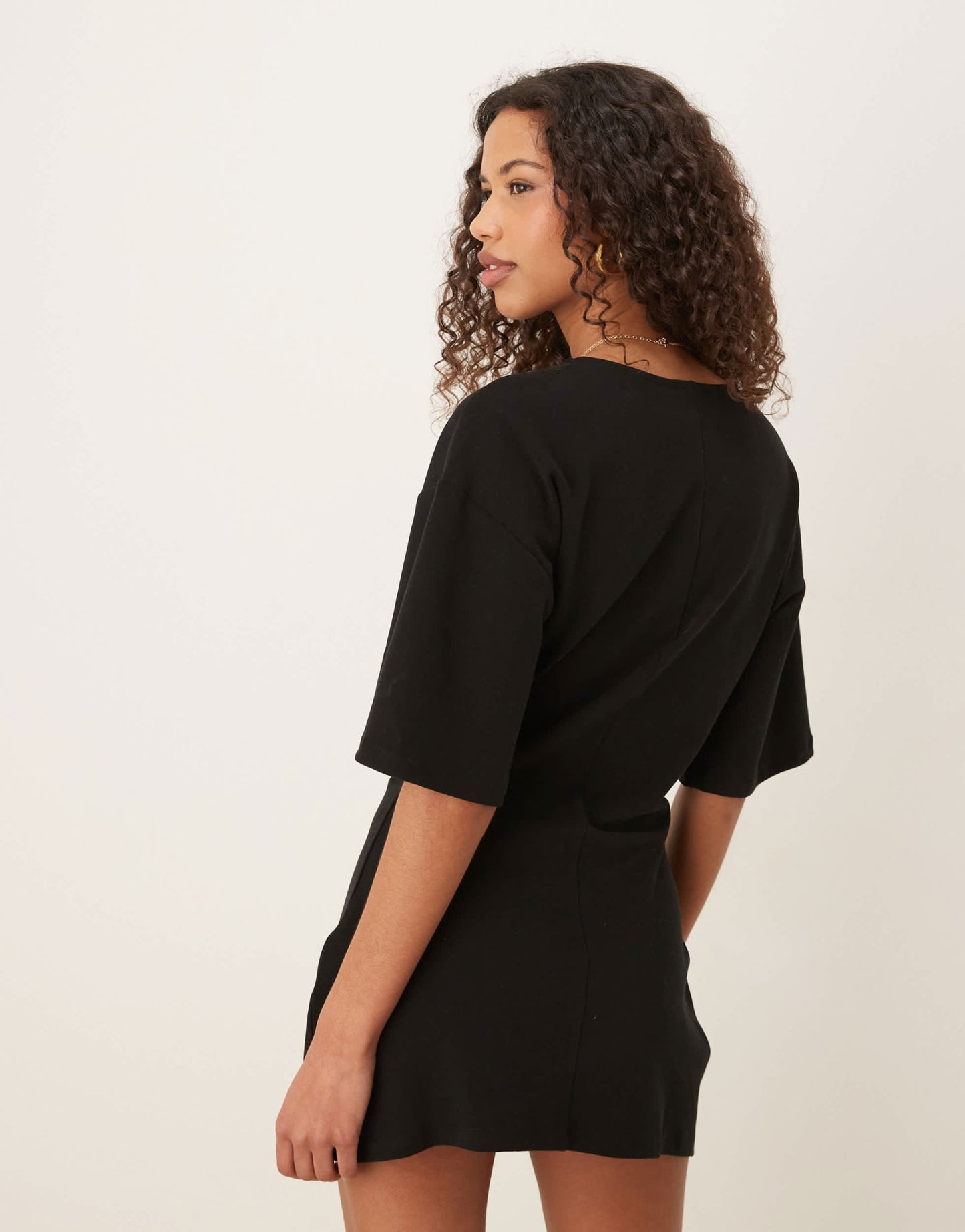 ASOS DESIGN twist front T-shirt mini dress in black - ASOS Sample Sale