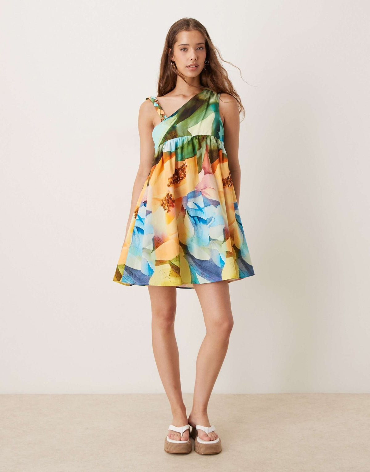 ASOS DESIGN twist strap asymmetric mini dress in fruit print - ASOS Sample Sale
