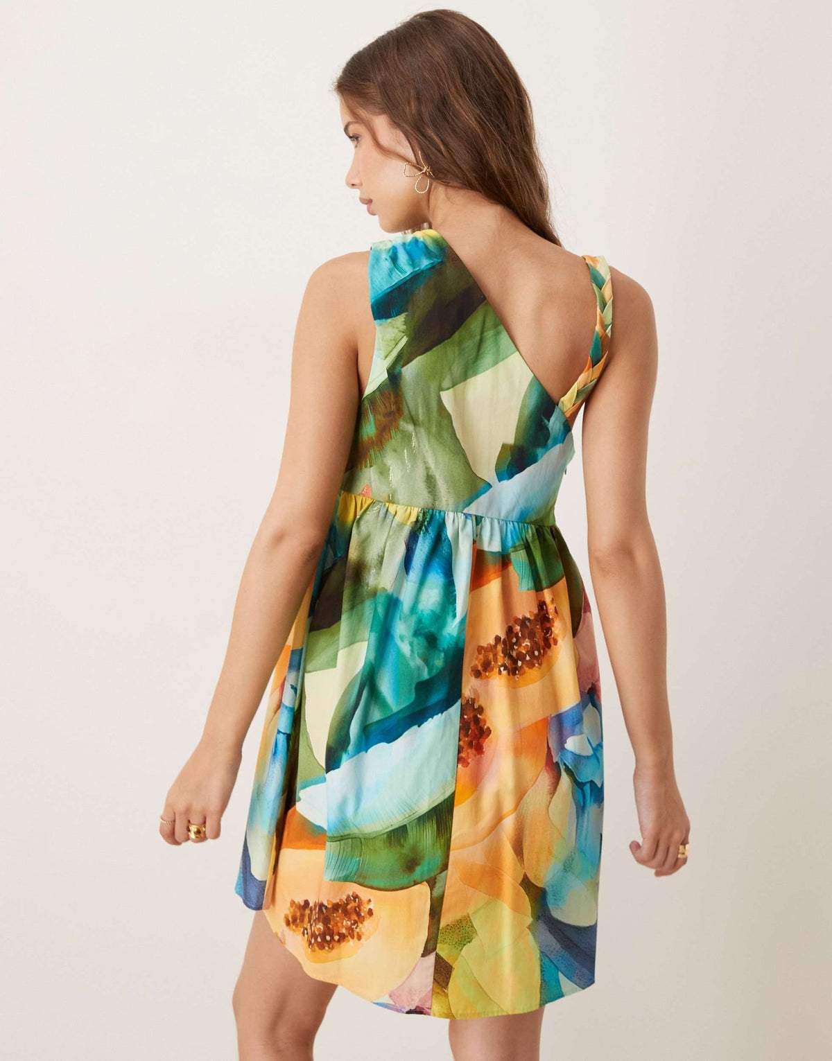 ASOS DESIGN twist strap asymmetric mini dress in fruit print - ASOS Sample Sale