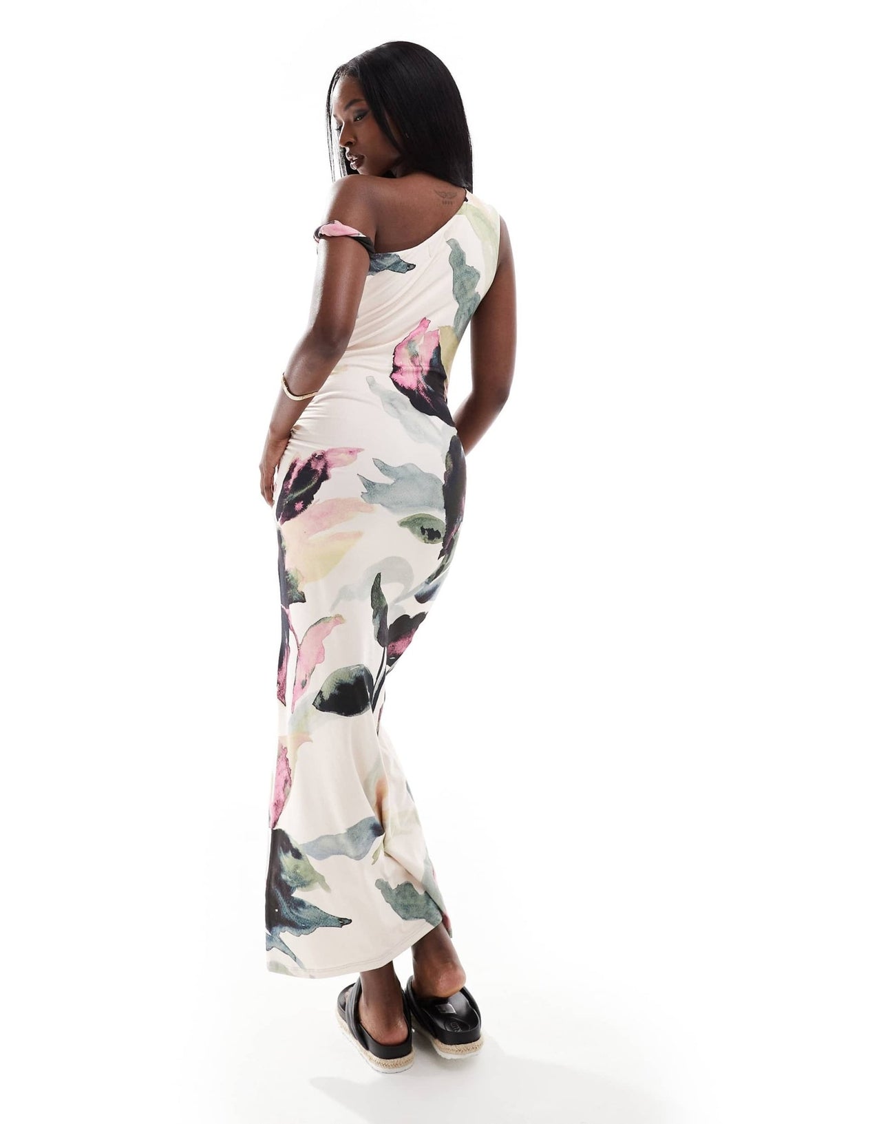 ASOS DESIGN twist strap one shoulder midi dress in floral print - ASOS Sample Sale