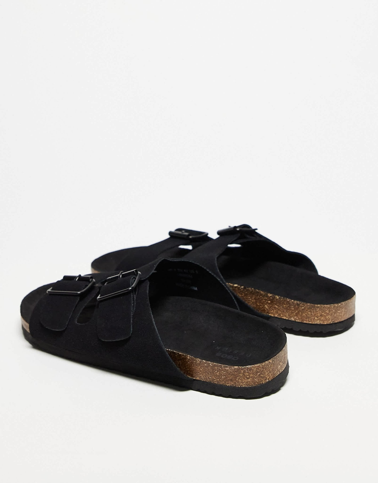 ASOS DESIGN two strap sandals in black with cork sole - ASOS Sample Sale