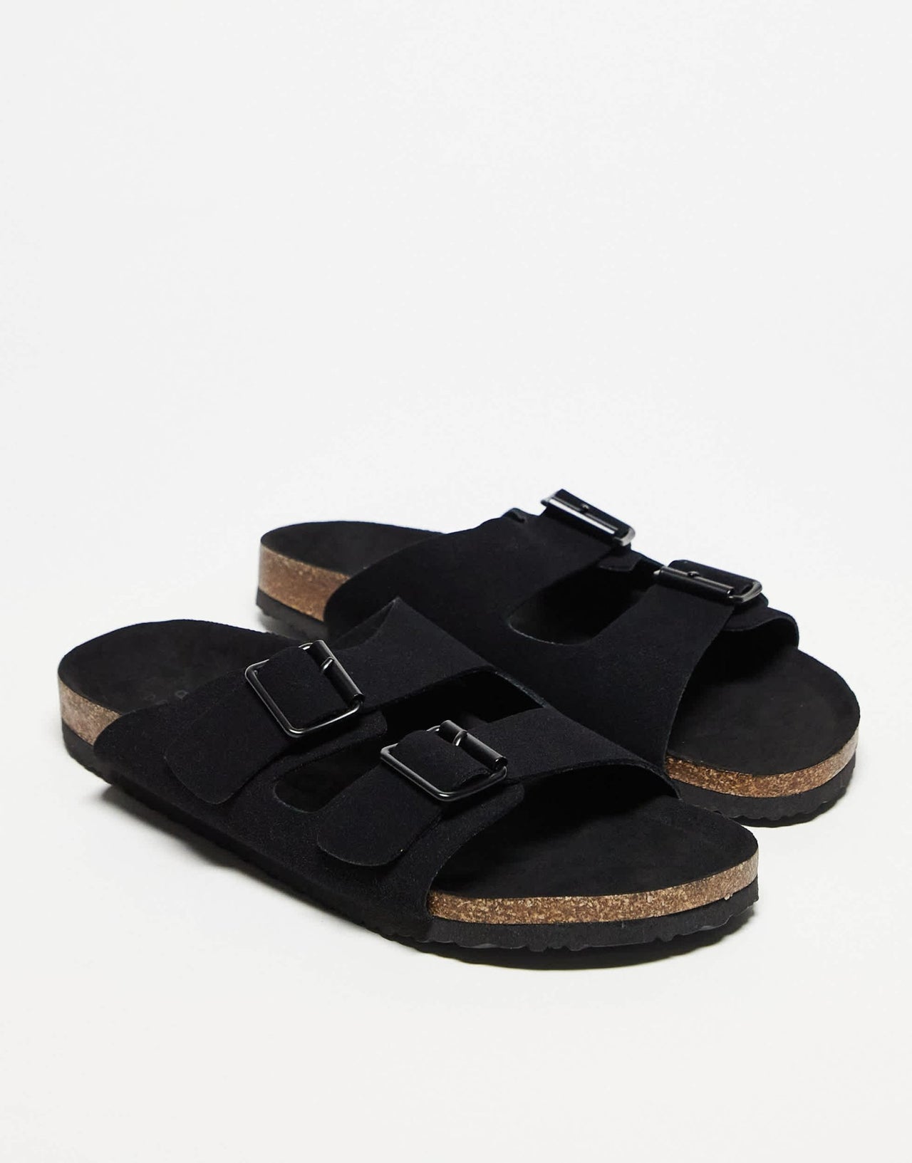 ASOS DESIGN two strap sandals in black with cork sole - ASOS Sample Sale