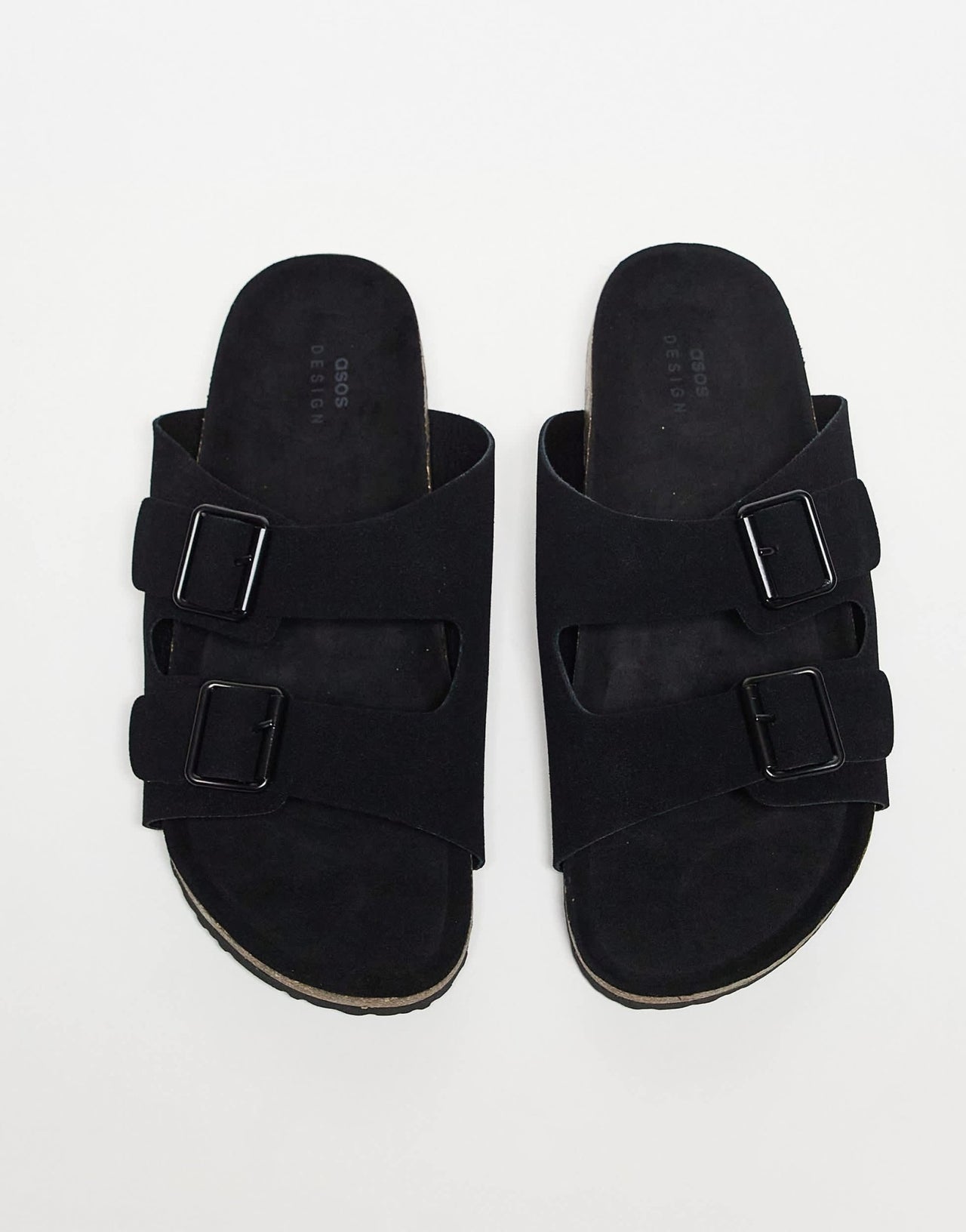 ASOS DESIGN two strap sandals in black with cork sole - ASOS Sample Sale