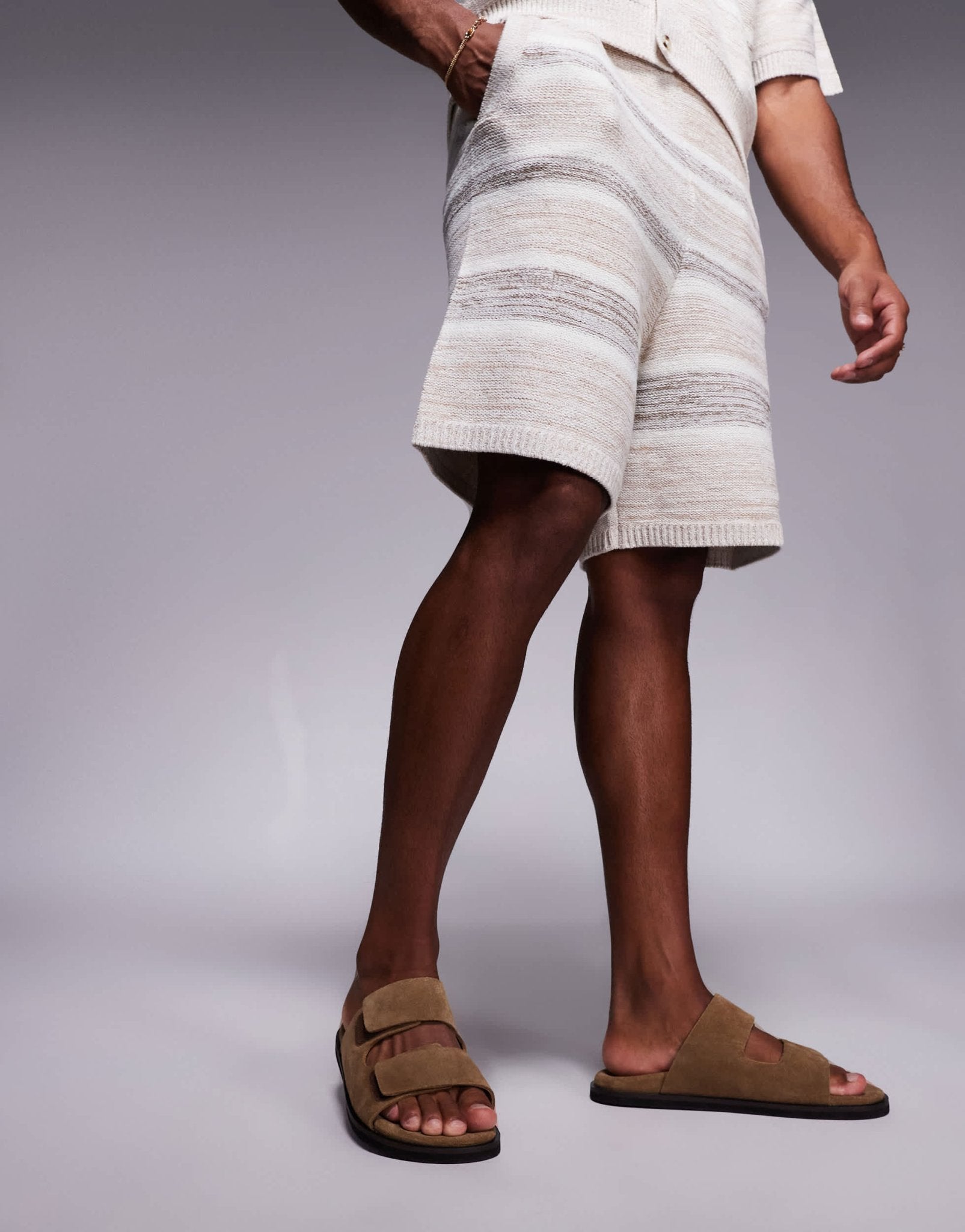 ASOS DESIGN two strap sandals in stone suede - ASOS Sample Sale