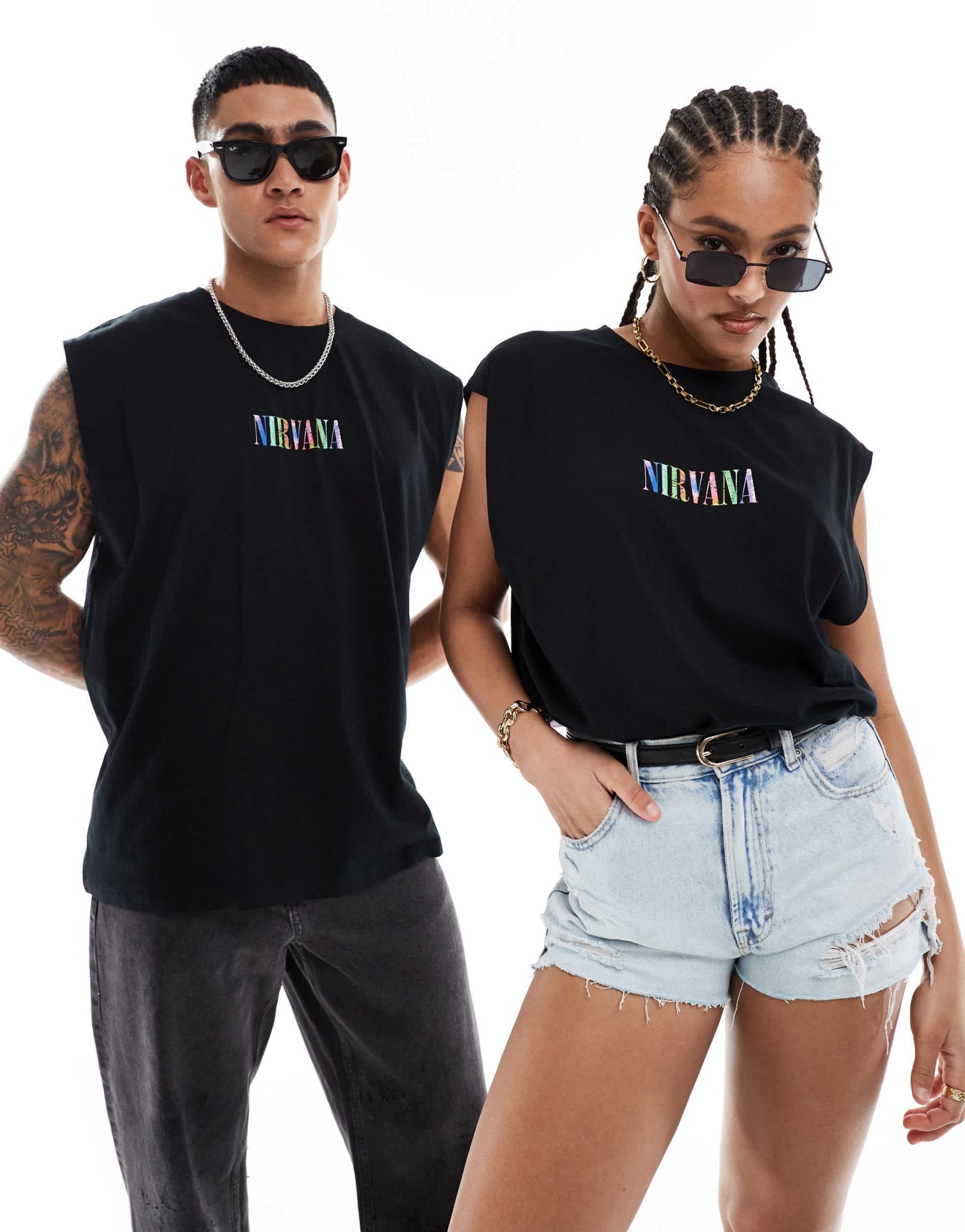 ASOS DESIGN unisex oversized license vest in black with Nirvana tie dye graphic prints - ASOS Sample Sale