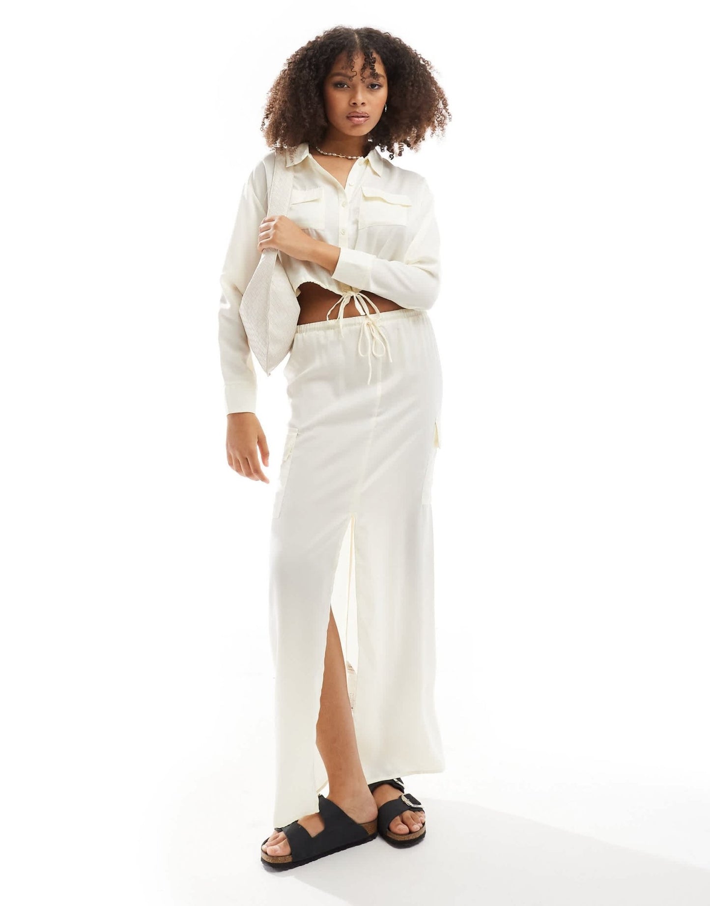 ASOS DESIGN utility co - ord maxi skirt in cream - ASOS Sample Sale